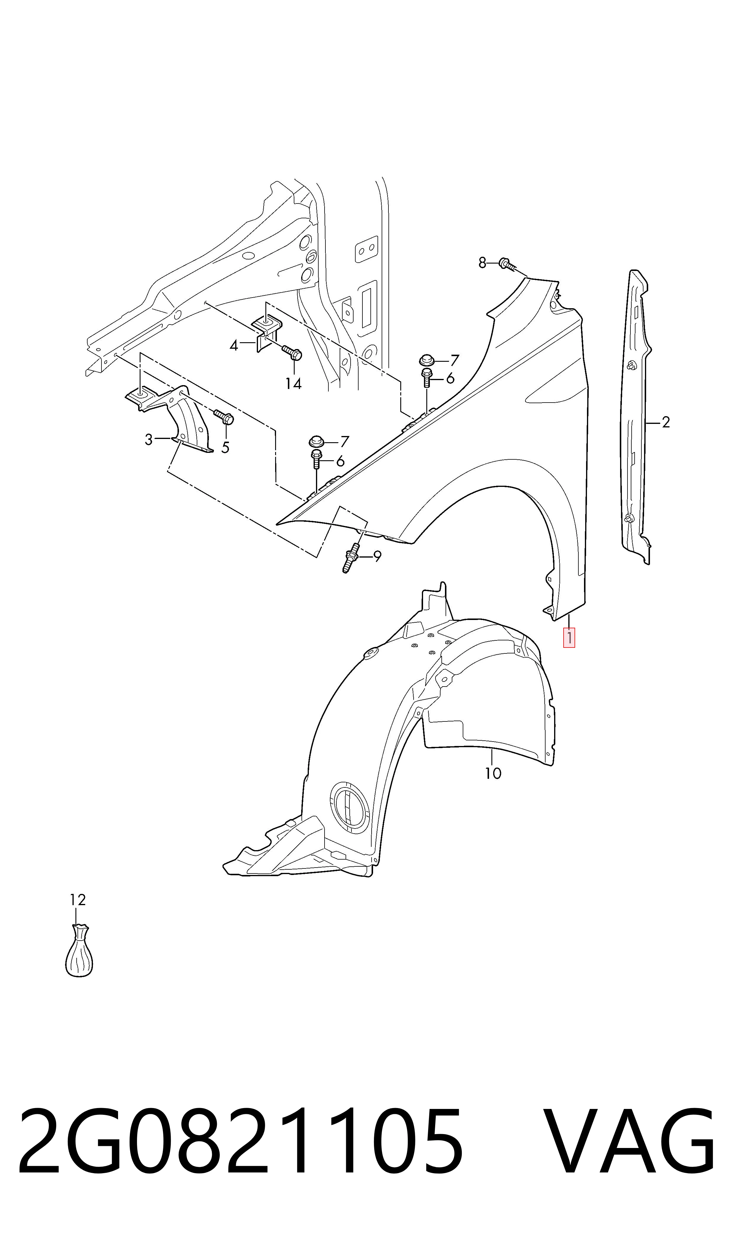 Błotnik przedni lewy Volkswagen Polo VI hatchback (AW1, BZ1, AE1) (2017 - 2026) cena, od 45,56 USD