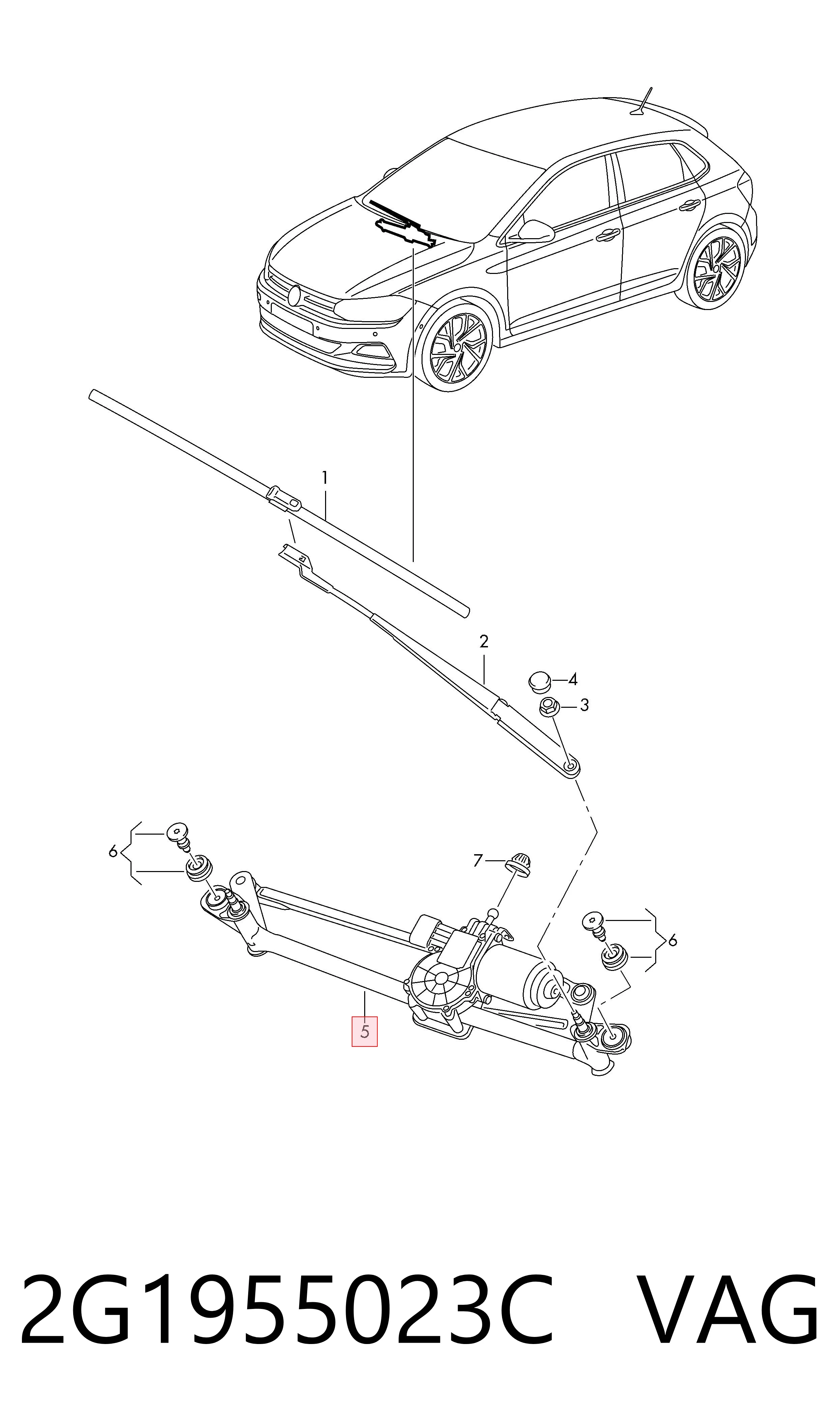 Mechanizm wycieraczek VAG 2G1955023C cena, od 170,26 USD