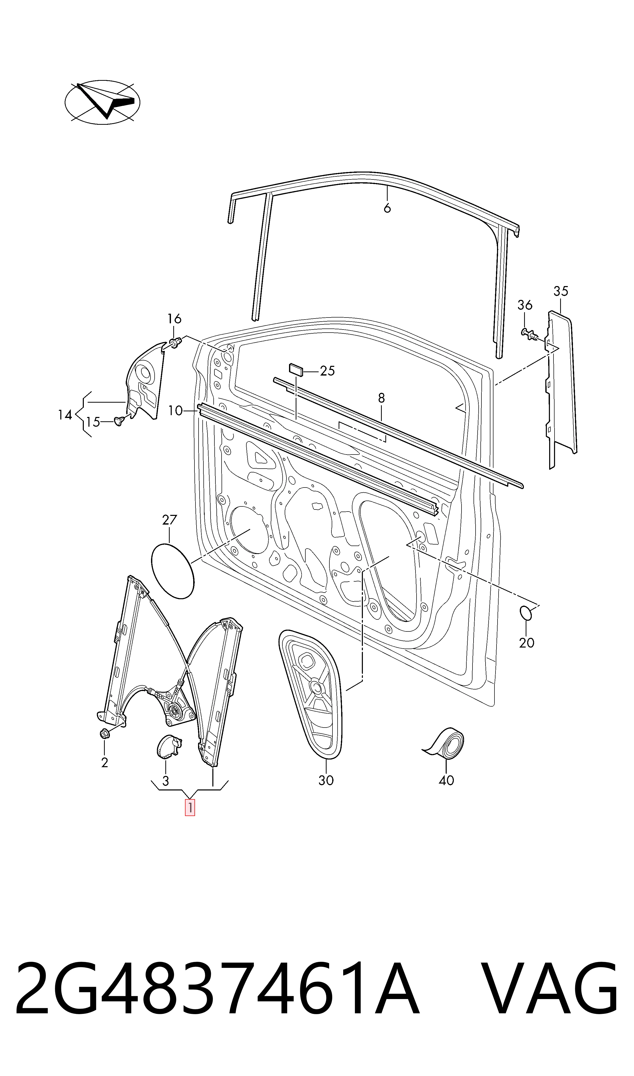 Mechanizm podnoszenia szyby drzwi przednich lewych Volkswagen Polo VI hatchback (AW1, BZ1, AE1) (2017 - 2026) cena, od 83,46 USD