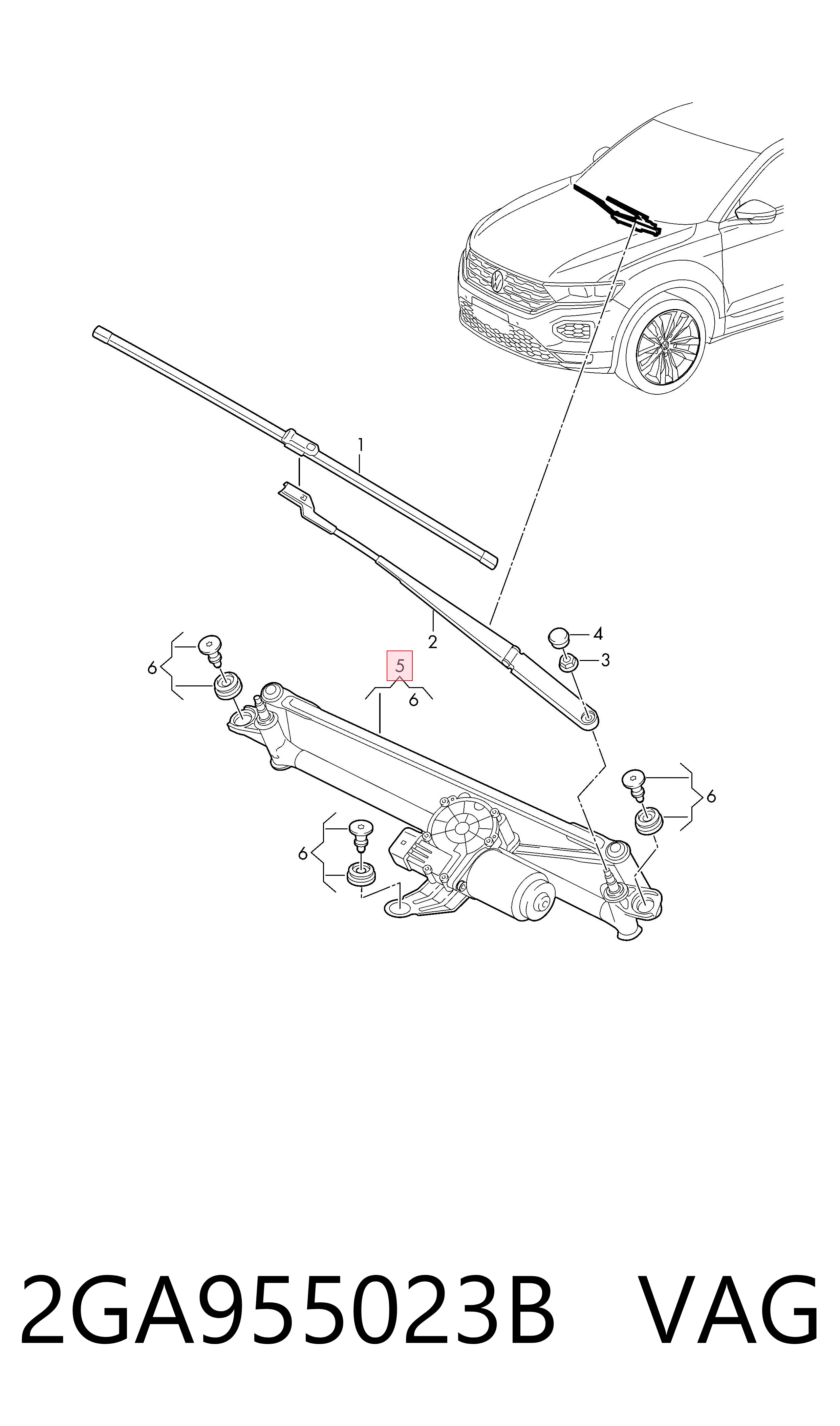 2GA955023B VAG Mechanizm wycieraczek