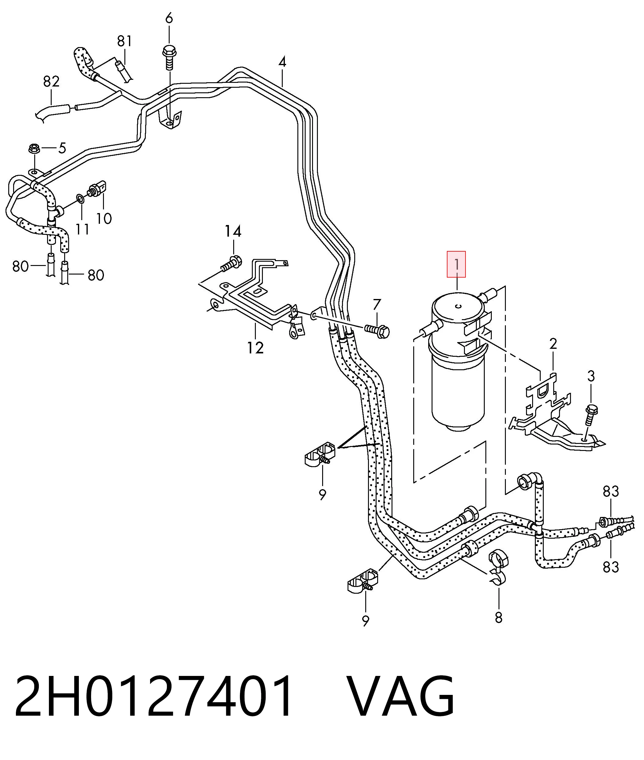 Filtr paliwa VAG 2H0127401 cena, od 25,53 USD