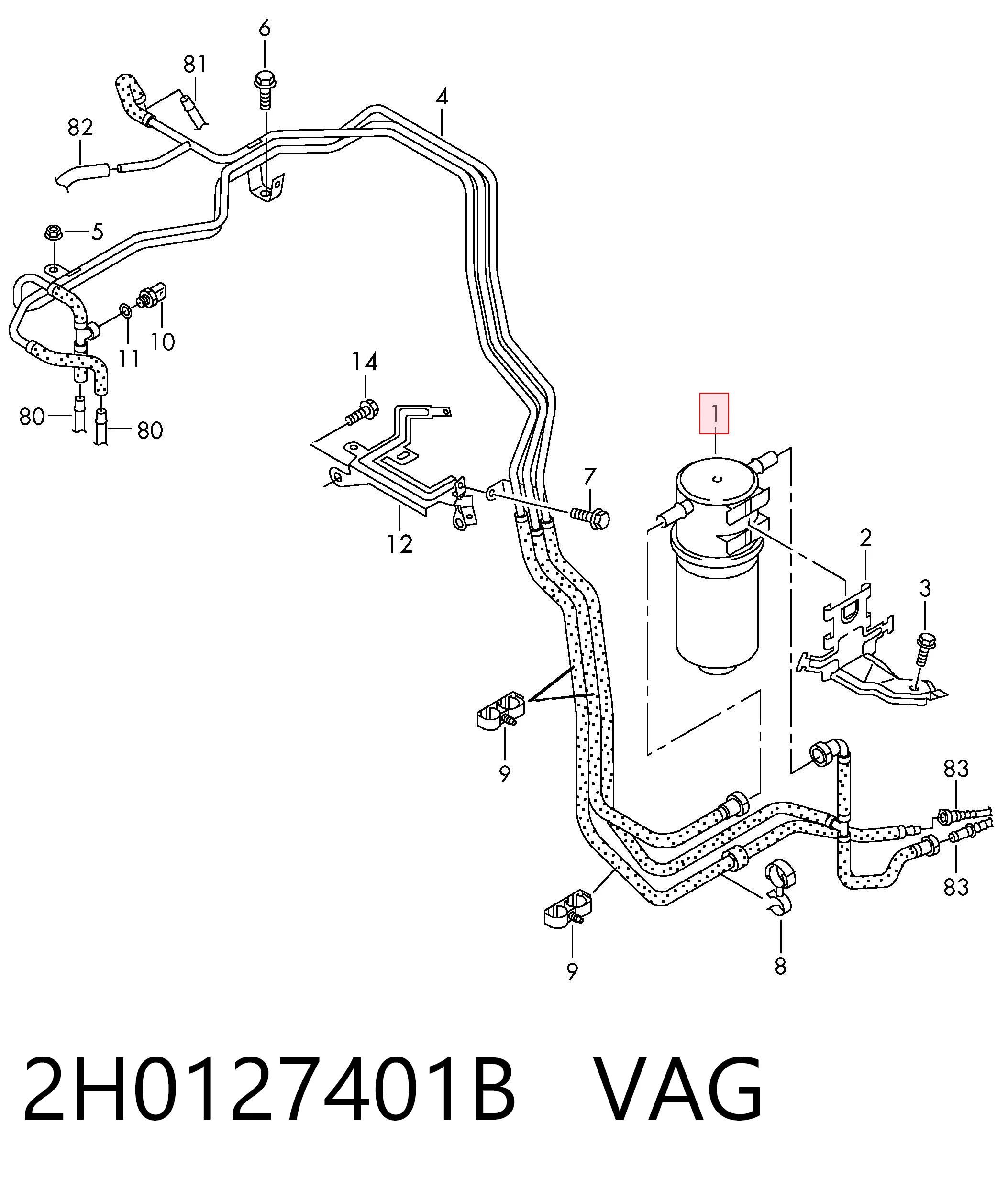 Filtr paliwa VAG 2H0127401B cena, od 25,81 USD