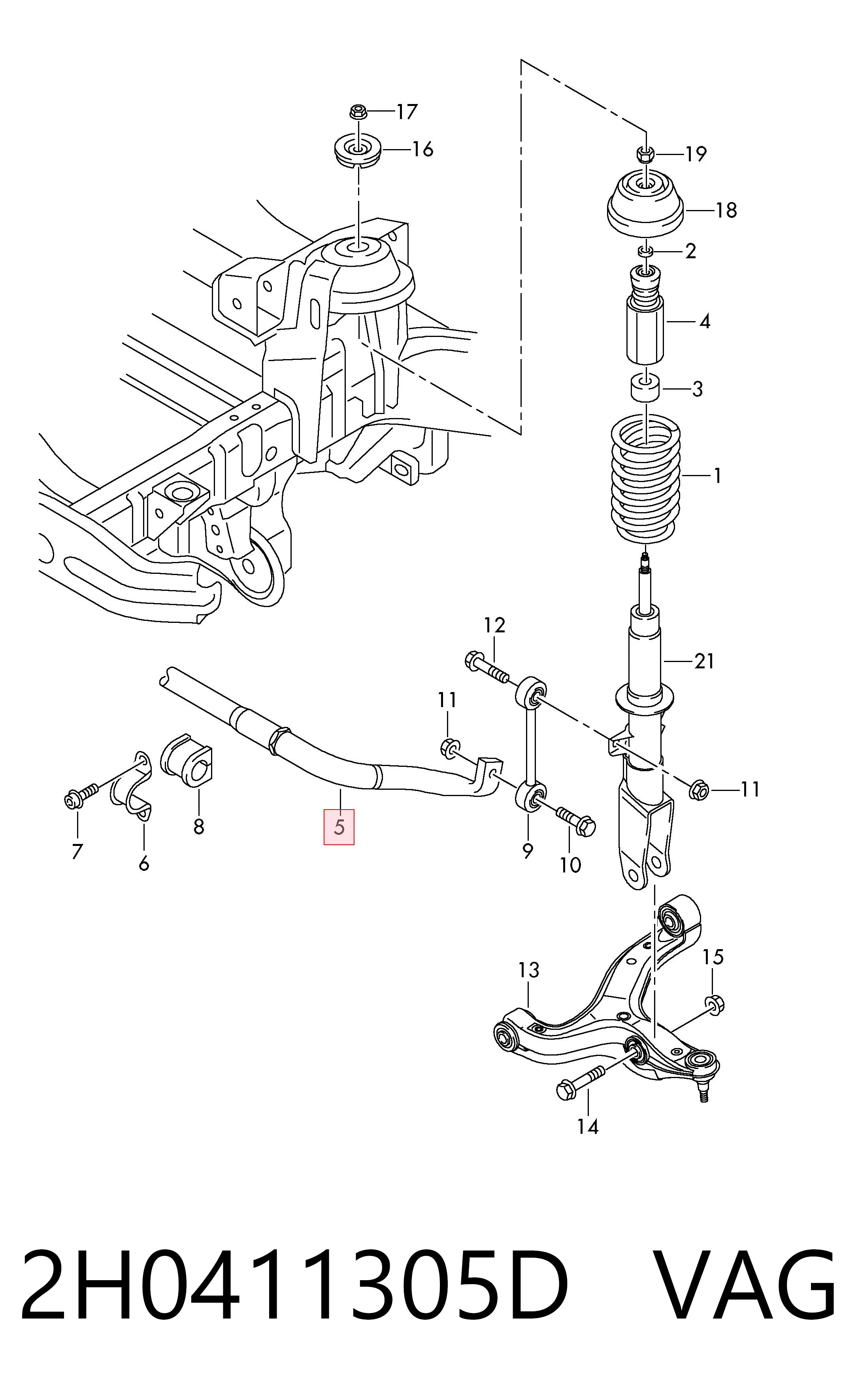 Kupić Stabilizator przedni Volkswagen AMAROK  2HA, 2HB, S1B, S6B, S7A, S7B w dobrej cenie