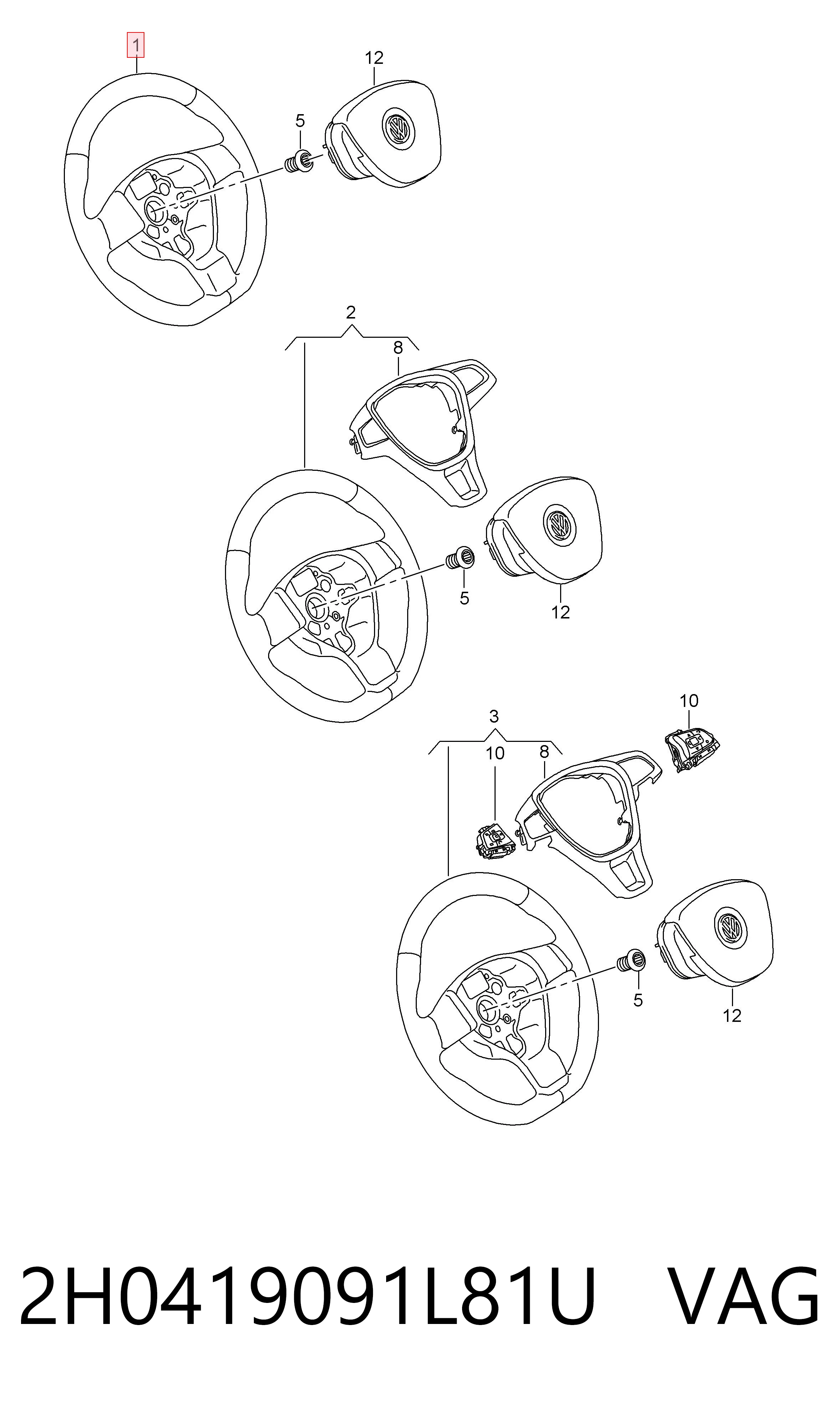 Kierownica do Volkswagen Transporter SGA, SGH, SHA, SHH