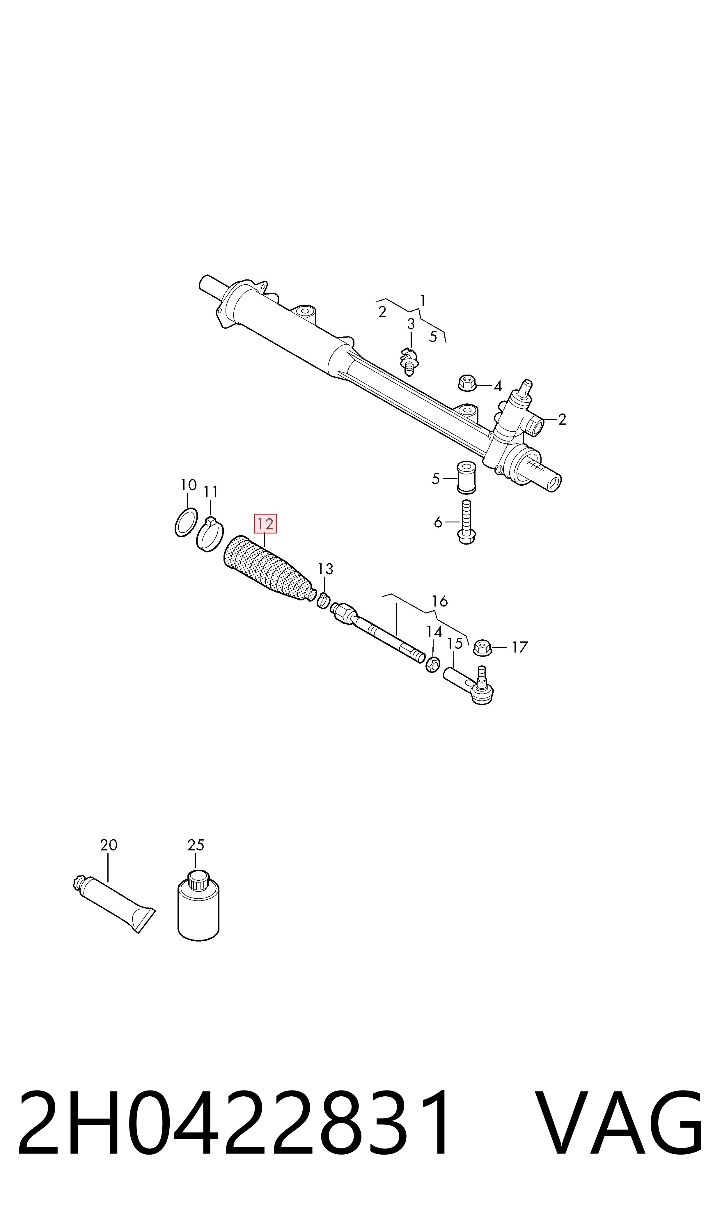 2H0422831 VAG Osłona mechanizmu kierowniczego (maglownicy)