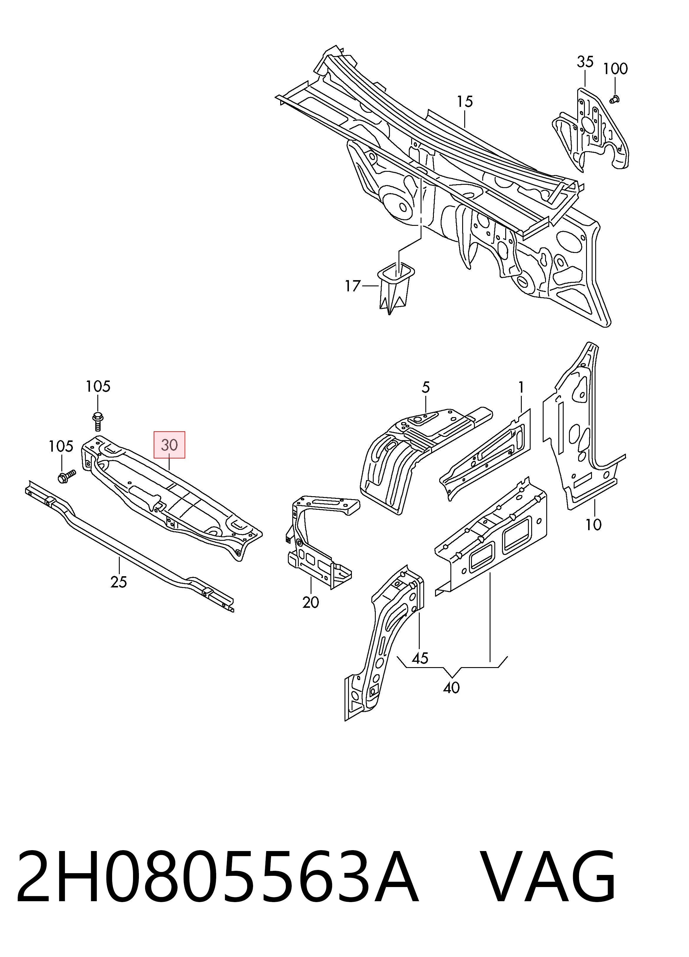Osłona chłodnicy kompletna (panel mocowania reflektorów) Volkswagen AMAROK ulec poprawie (2HA, 2HB, S1B, S6B, S7A, S7B) (2010 - 2026) cena, od 61,55 USD