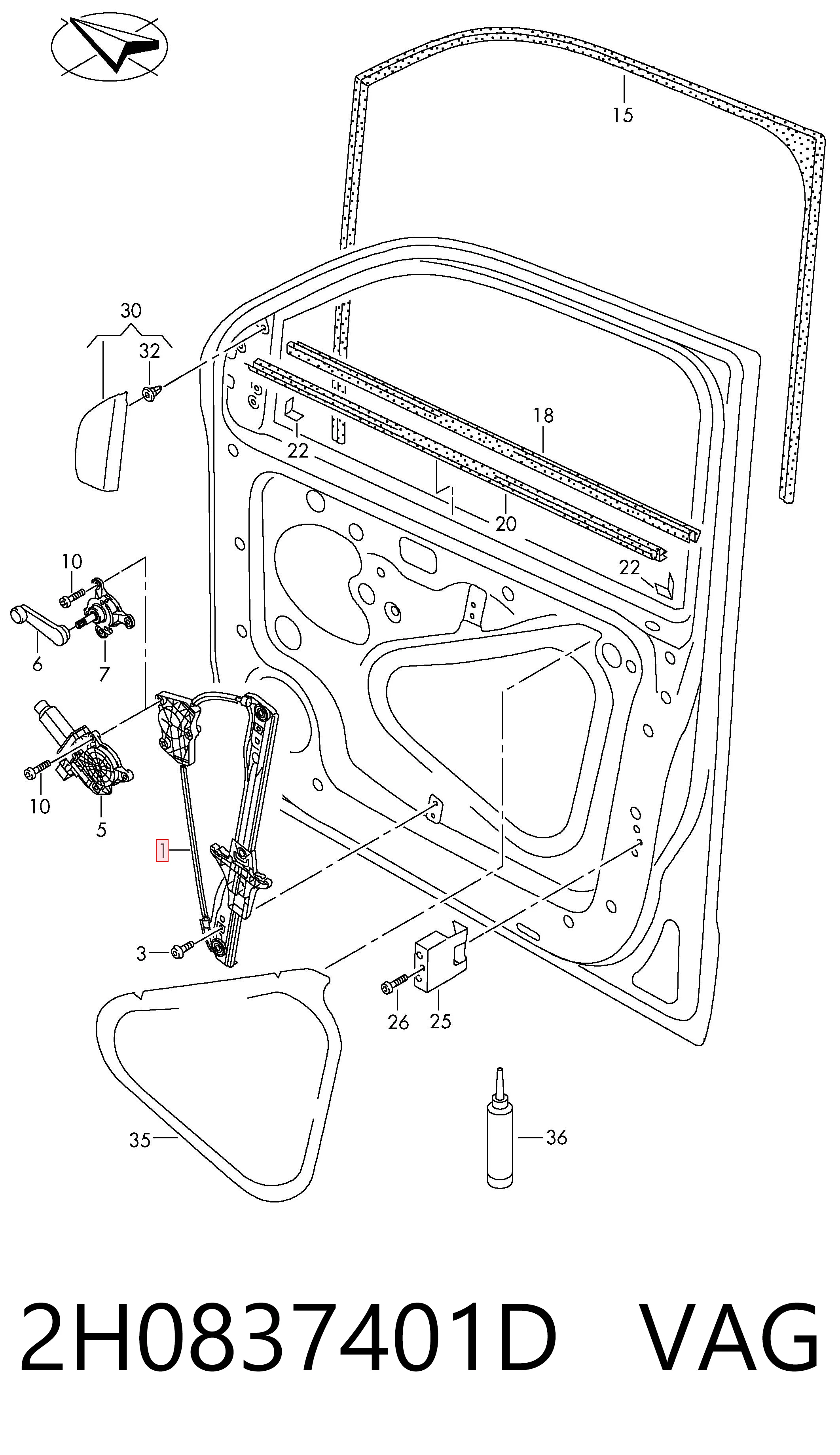 Do koszyka Mechanizm podnoszenia szyby drzwi przednich lewych Volkswagen AMAROK  2HA, 2HB, S1B, S6B, S7A, S7B