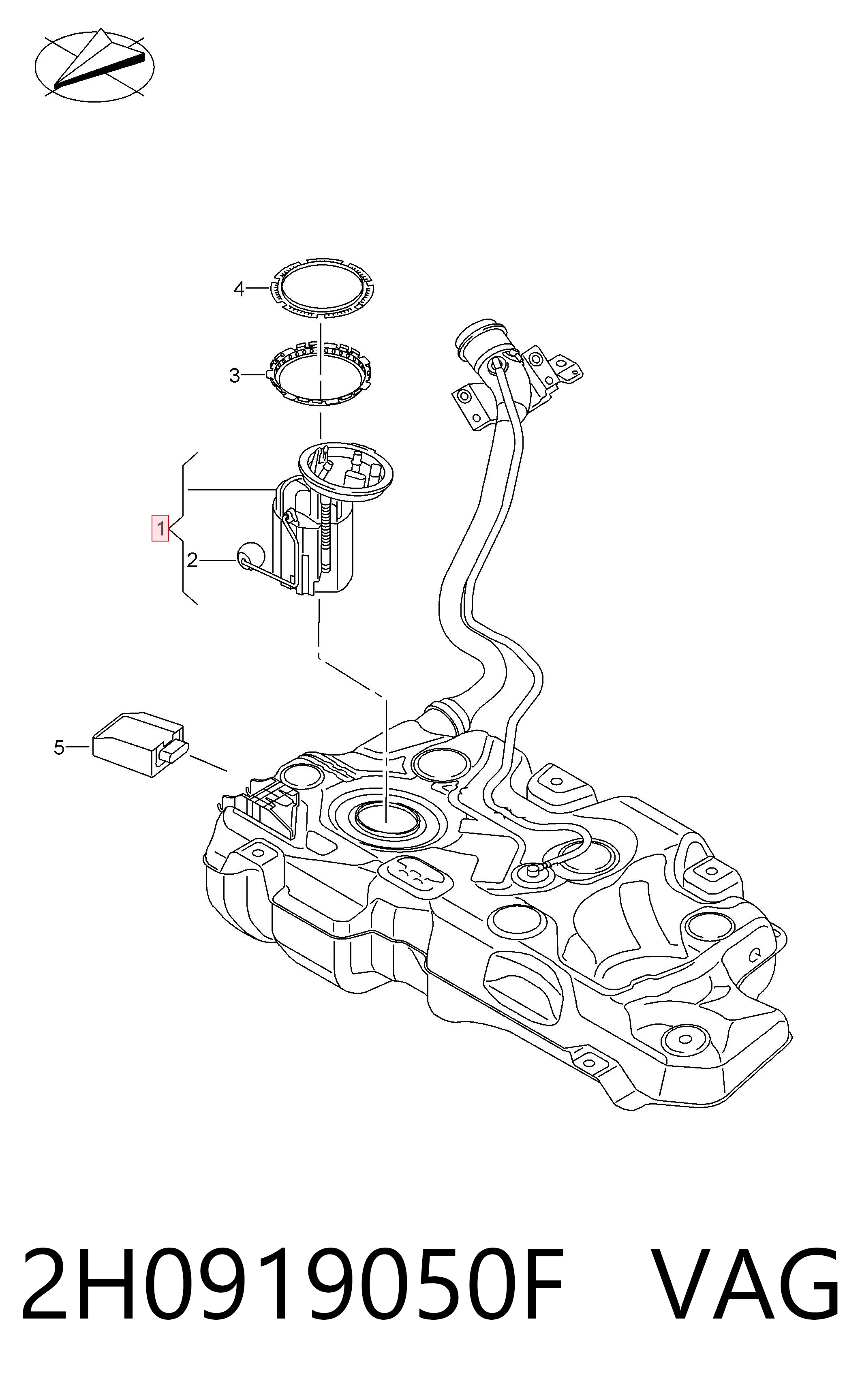 Moduł pompy paliwowej z czujnikiem poziomu paliwa do Volkswagen AMAROK  2HA, 2HB, S1B, S6B, S7A, S7B