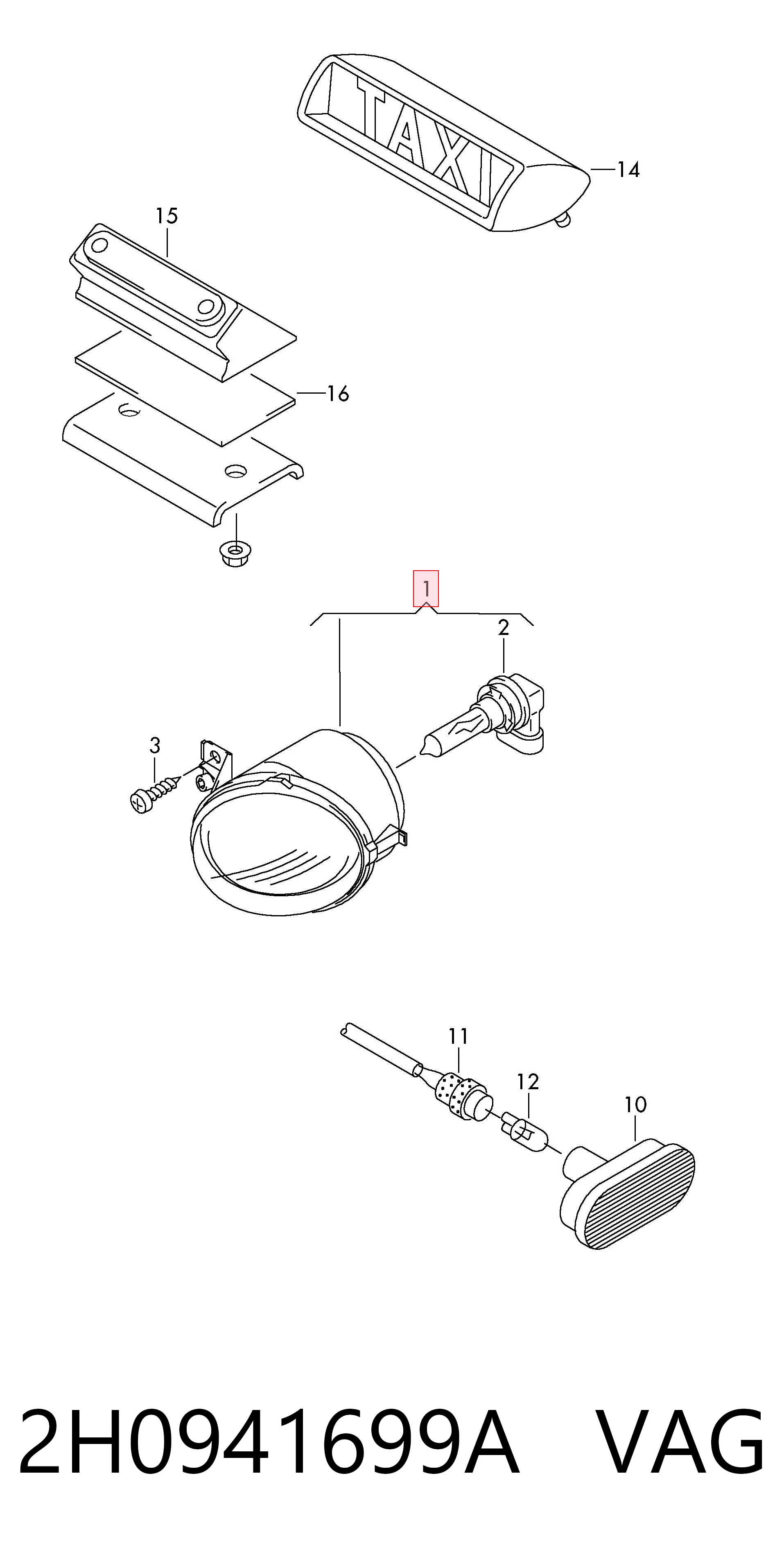 Lampa przeciwmgielna lewa VAG 2H0941699A