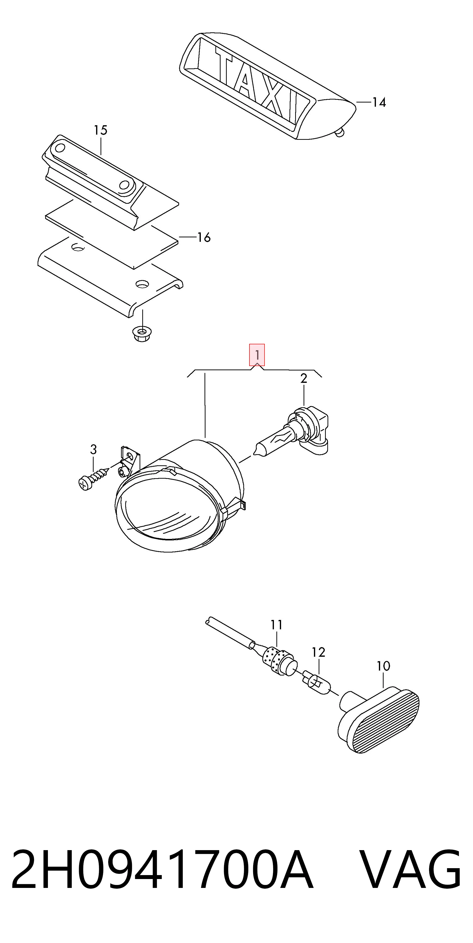 Lampa przeciwmgielna prawa VAG 2H0941700A