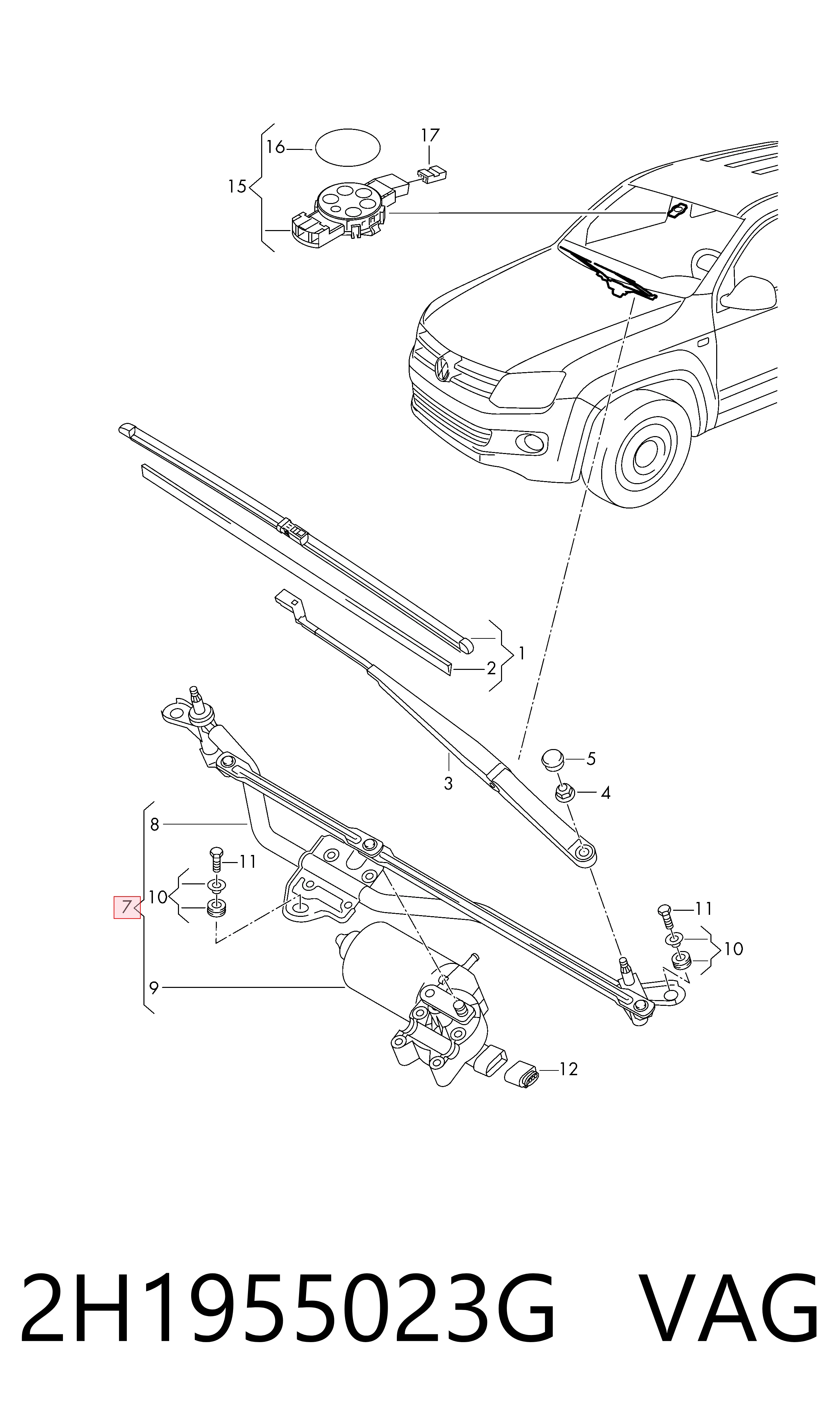 Mechanizm wycieraczek Volkswagen AMAROK ulec poprawie (2HA, 2HB, S1B, S6B, S7A, S7B) (2010 - 2026) cena, od 107,51 USD