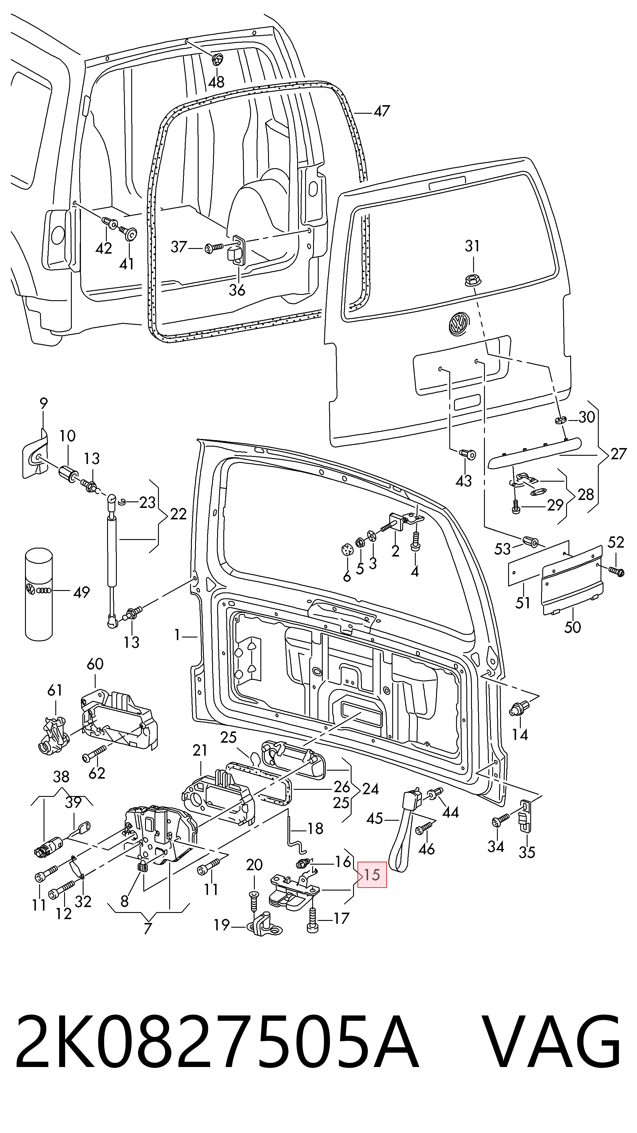 Zamek klapy bagażnika (3/5 drzwi tylnych) Volkswagen Caddy III