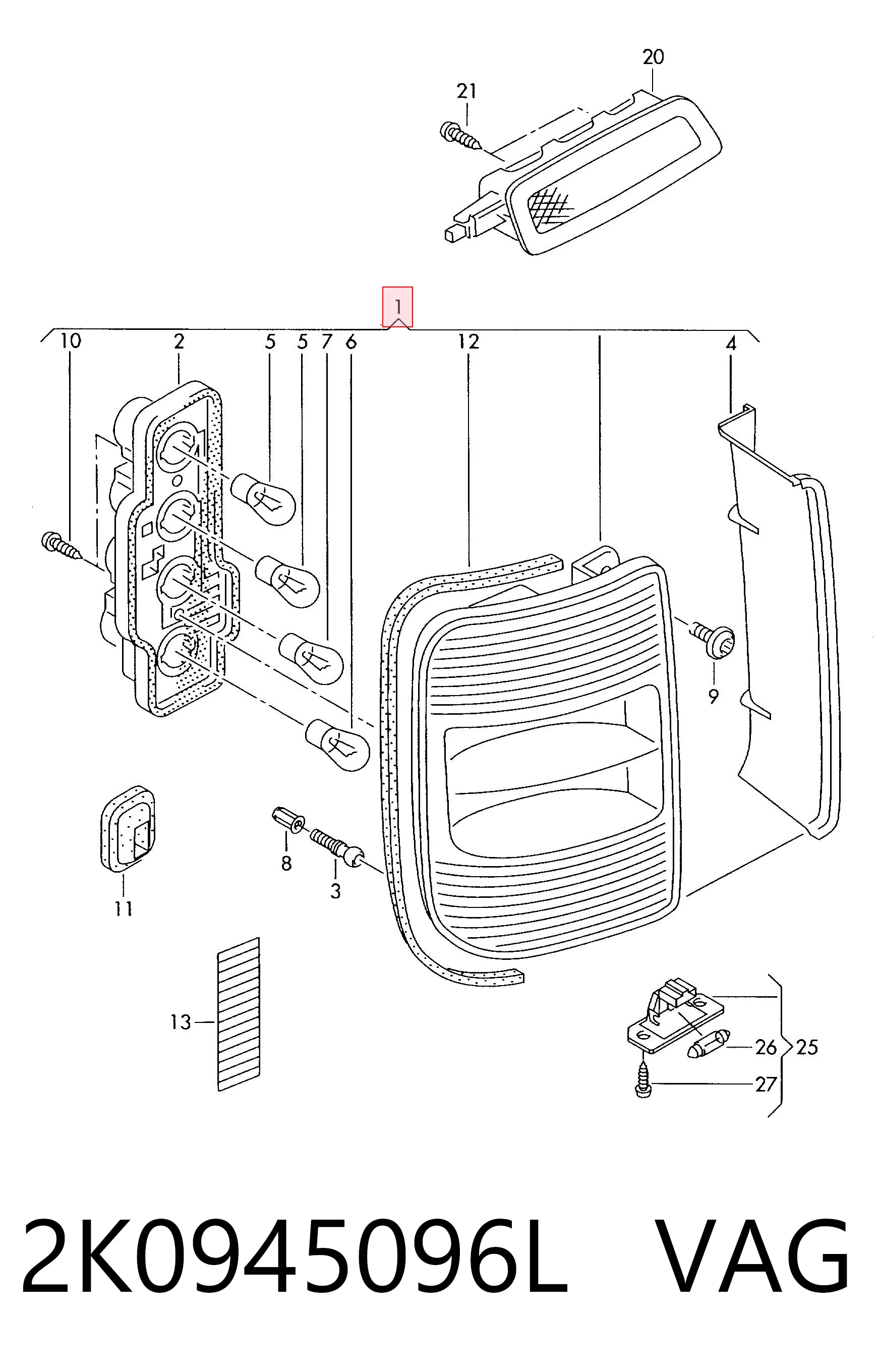  Lampa zespolona tylna prawa Volkswagen Caddy 3