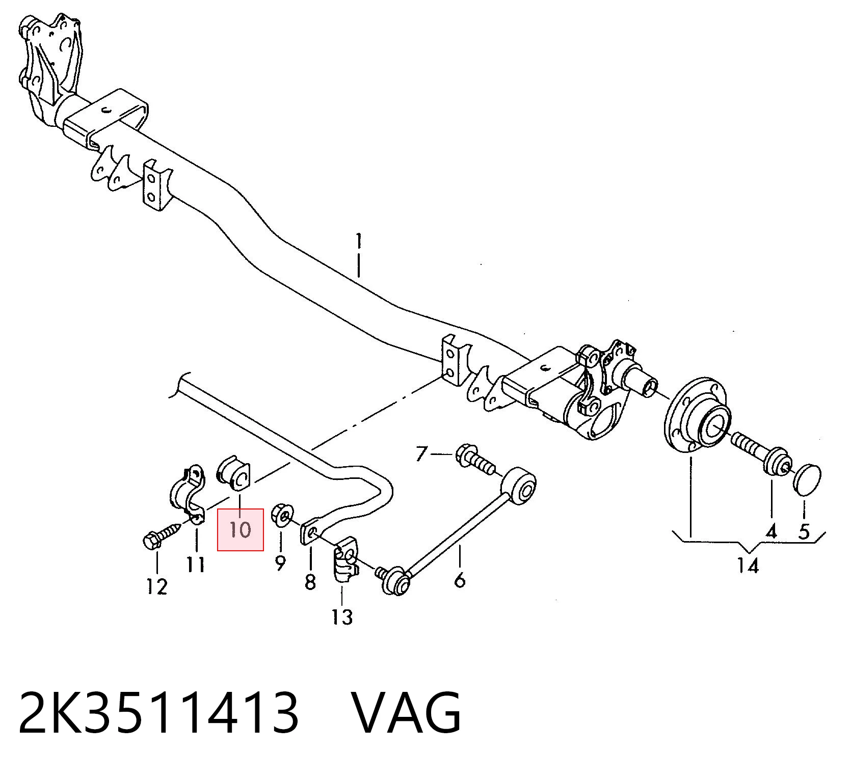 Tuleja stabilizatora tylnego VAG 2K3511413 cena, od 7,40 USD