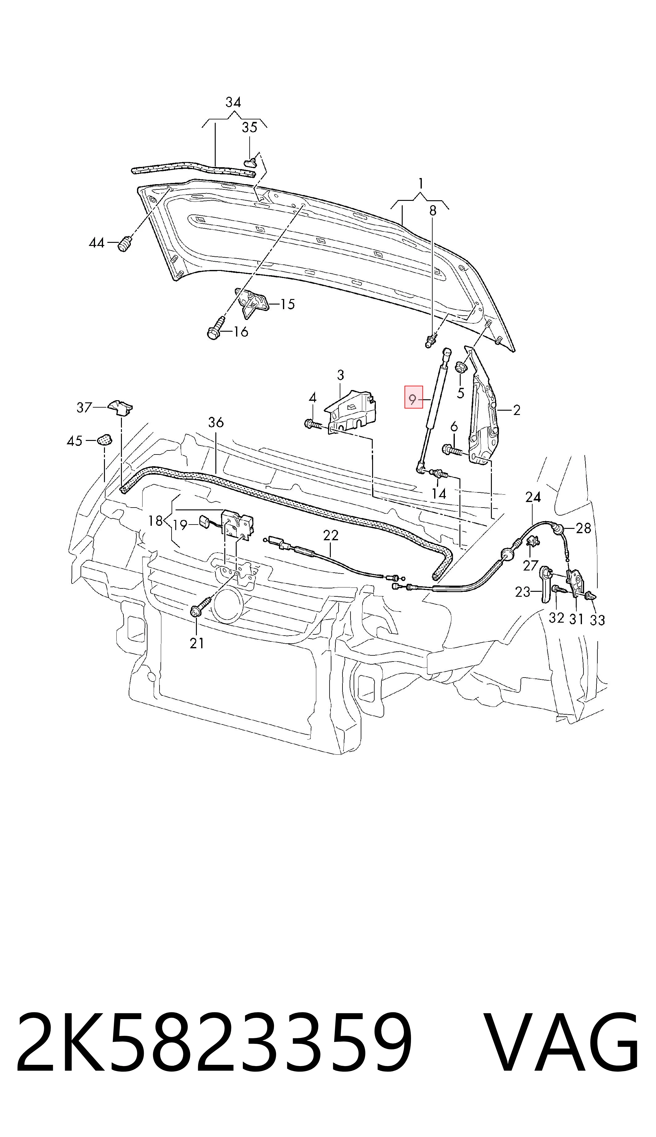 Do koszyka Amortyzator maski Volkswagen Caddy IV SAB, SAJ