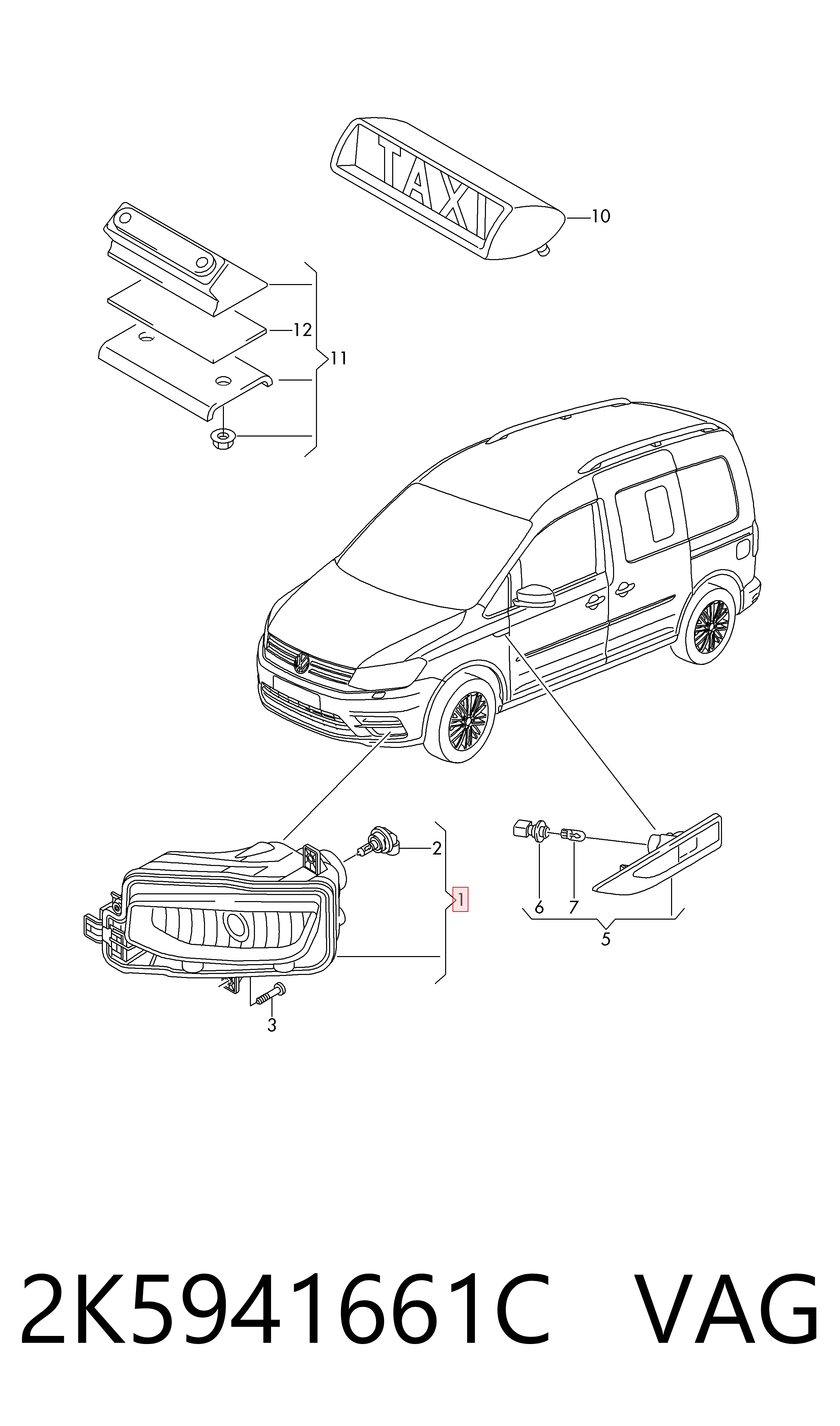  Lampa przeciwmgielna lewa Volkswagen Caddy 4