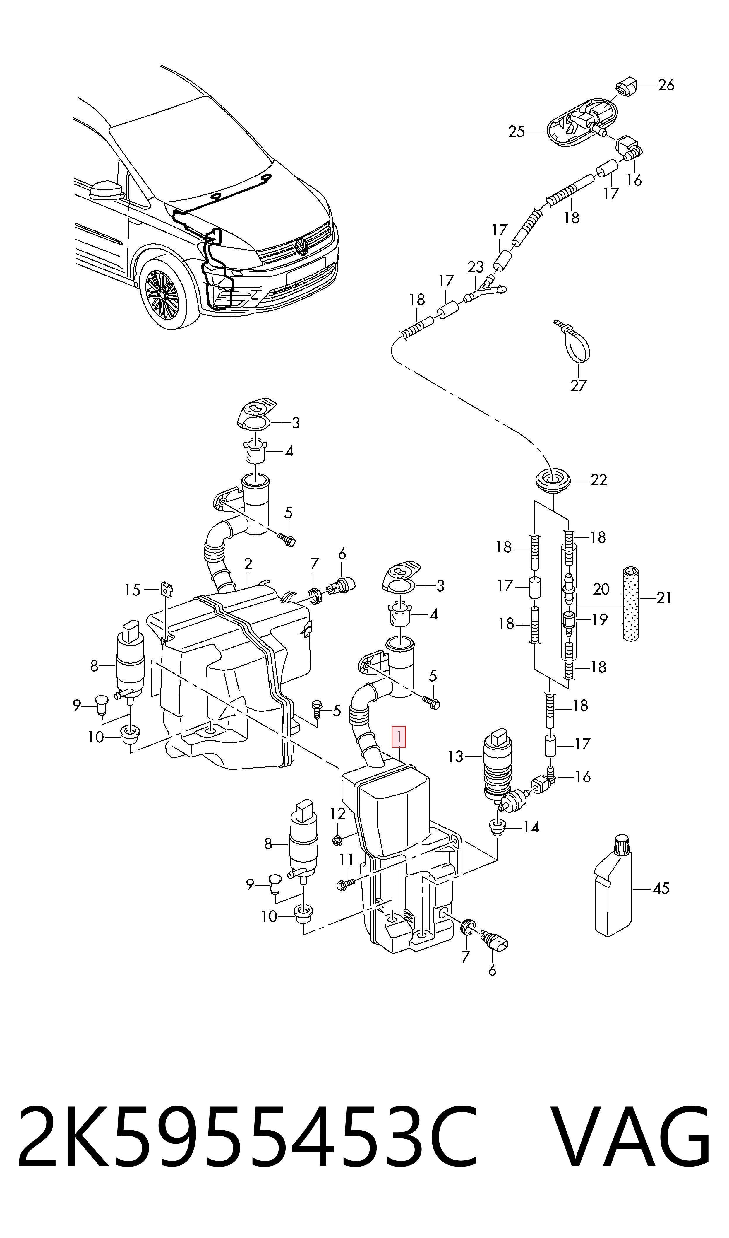  Zbiorniczek spryskiwacza szyb Volkswagen Caddy 4