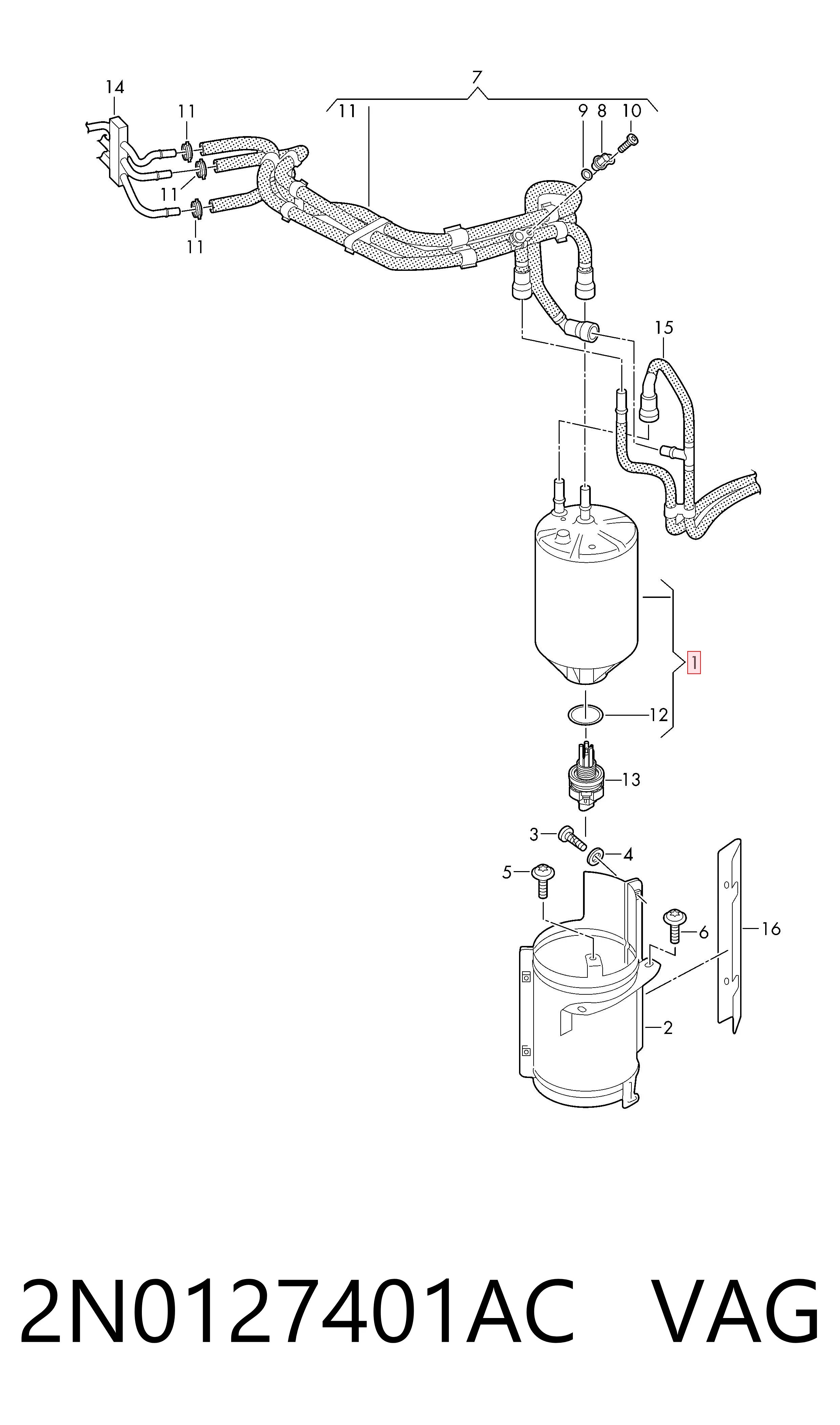 2N0127401AC VAG Filtr paliwa