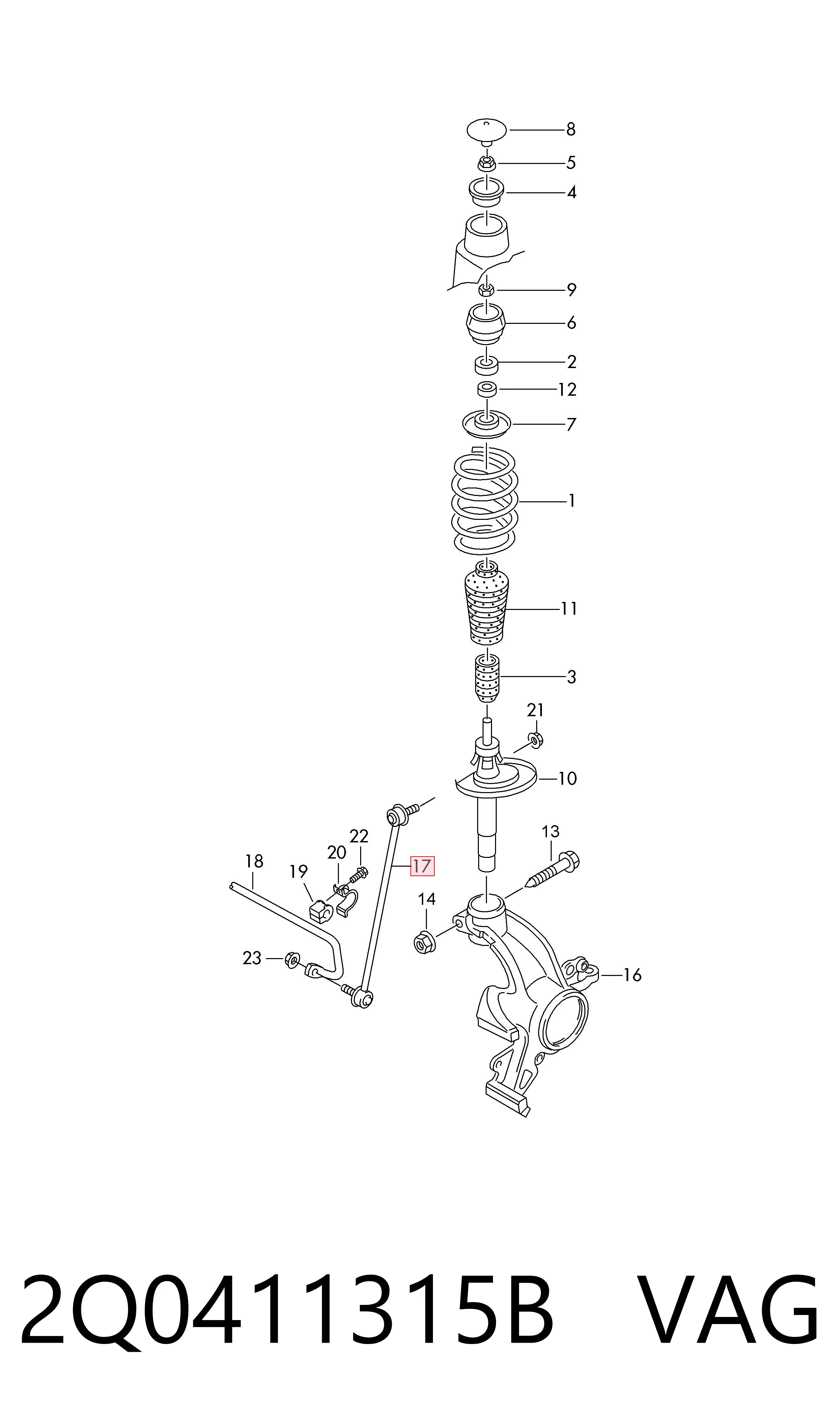 Łącznik stabilizatora przedniego VAG 2Q0411315B cena, od 13,43 USD