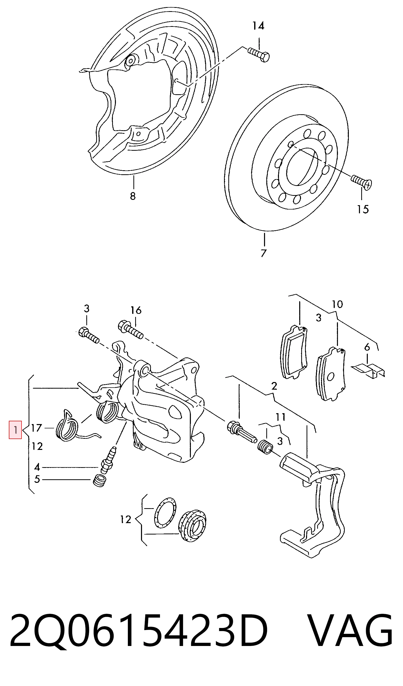 Do koszyka Zacisk hamulcowy tylny lewy Seat Ibiza V KJ1, KJG
