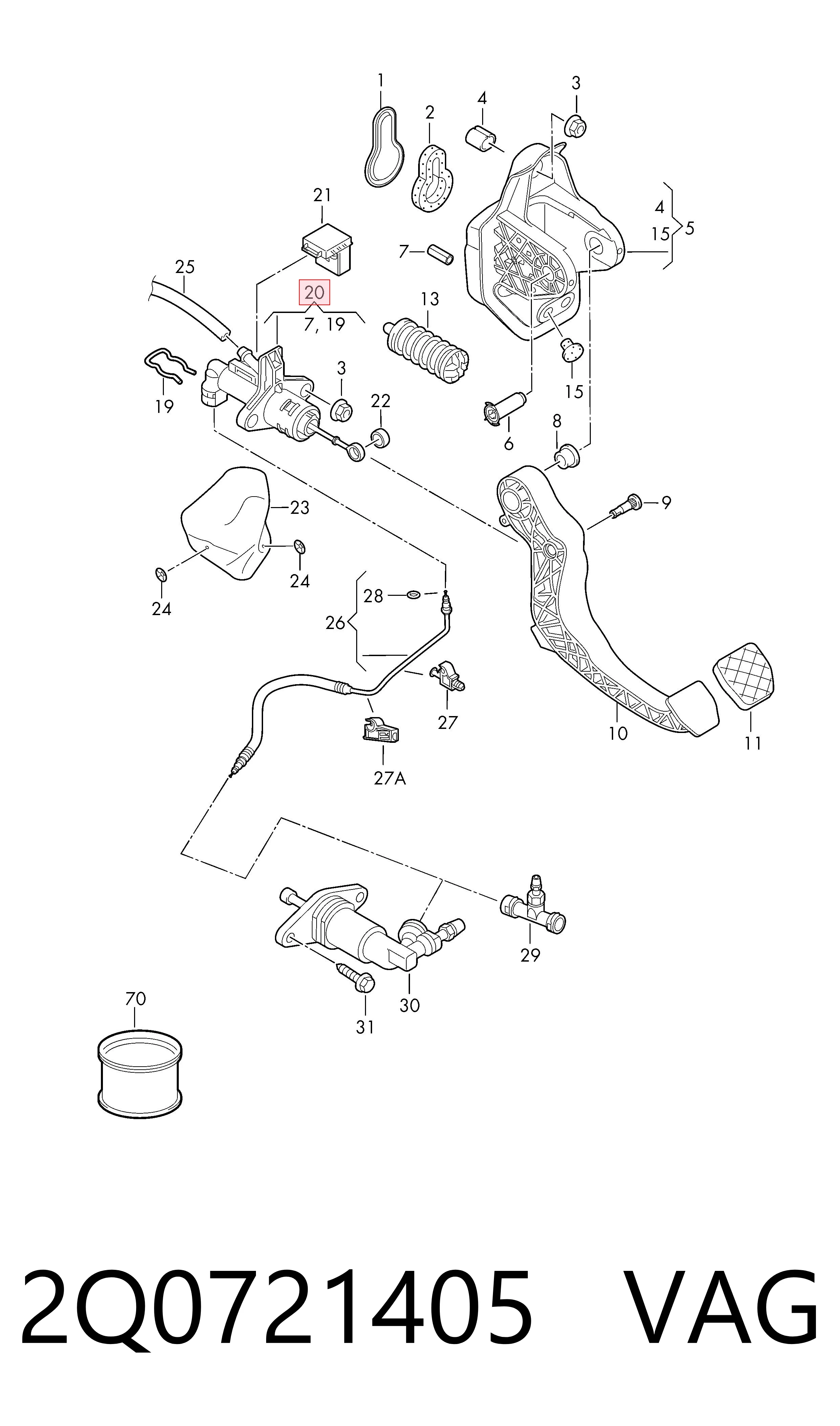 Cylinder sprzęgła główny 2Q0721405 VAG