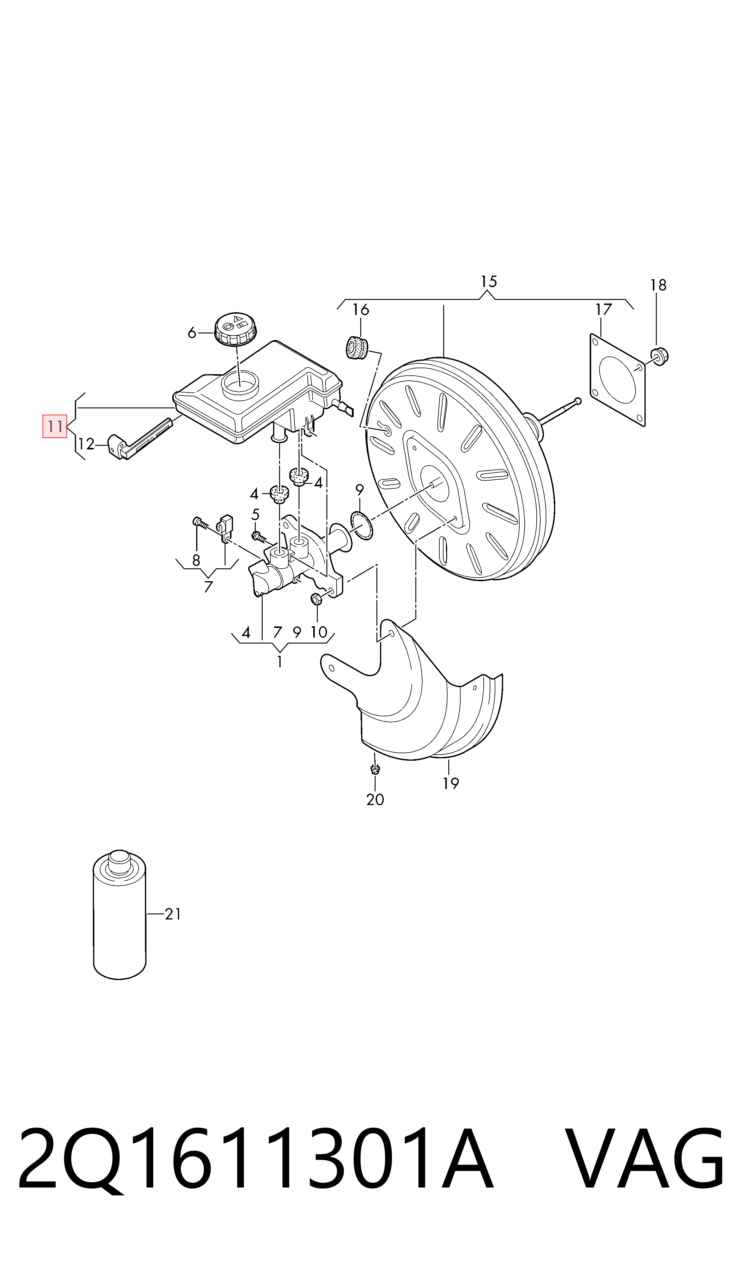 Zbiorniczek głównego cylindra hamulcowego (płynu hamulcowego) Volkswagen Polo VI hatchback (AW1, BZ1, AE1) (2017 - 2026) cena, od 56,21 USD