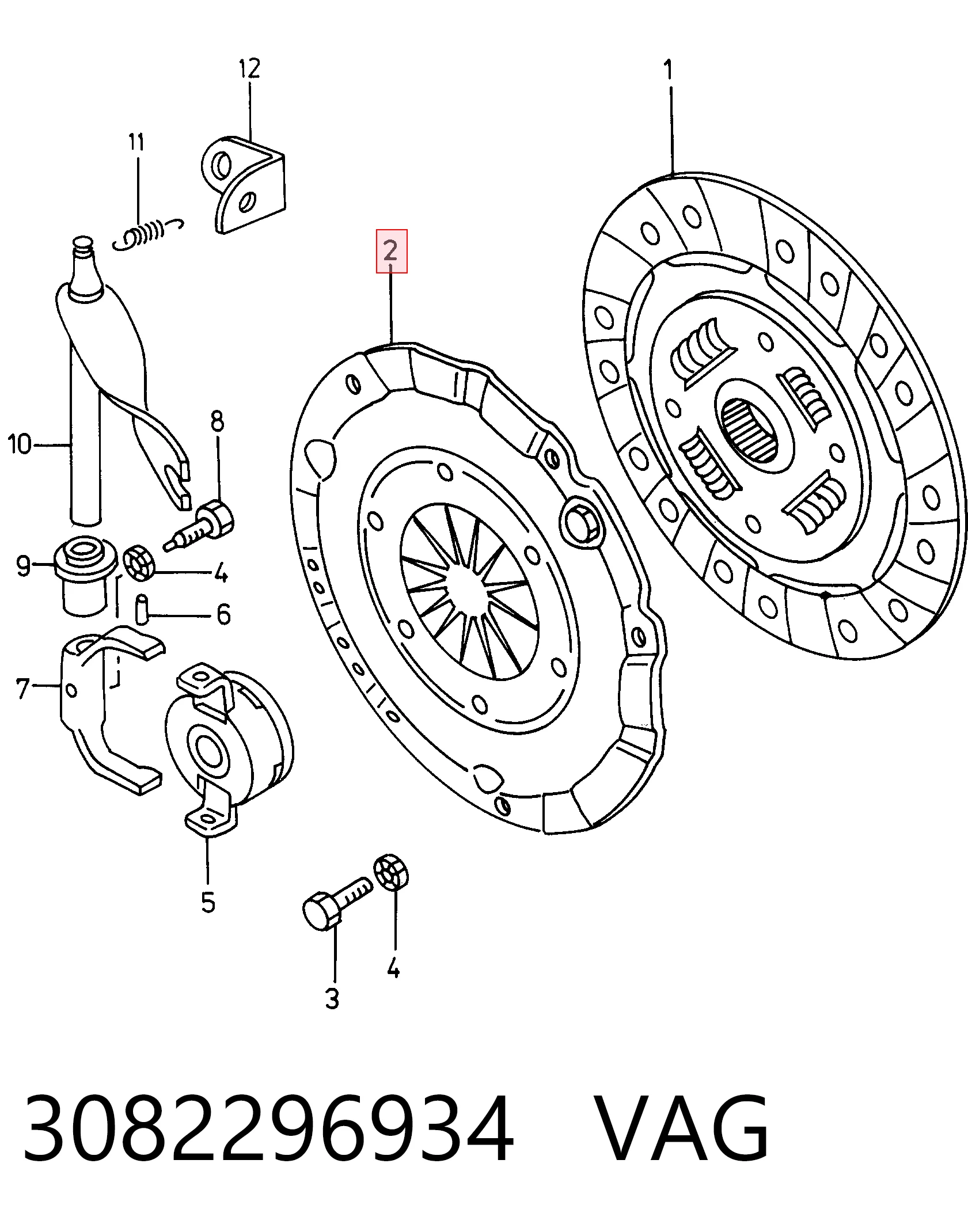Do koszyka Docisk sprzęgła Volkswagen Caddy II 9U7