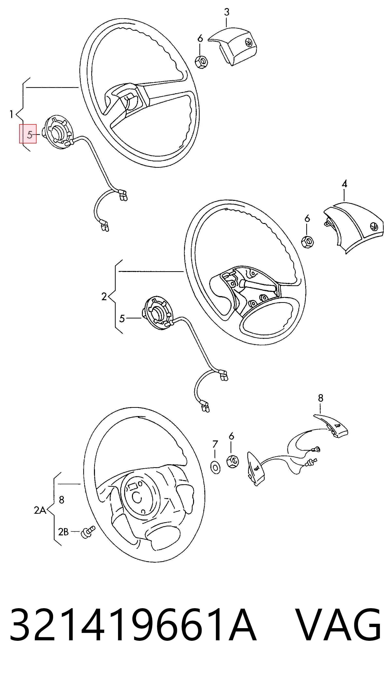 321419661A VAG Pierścień kontaktowy AIRBAG, taśma kierownicy