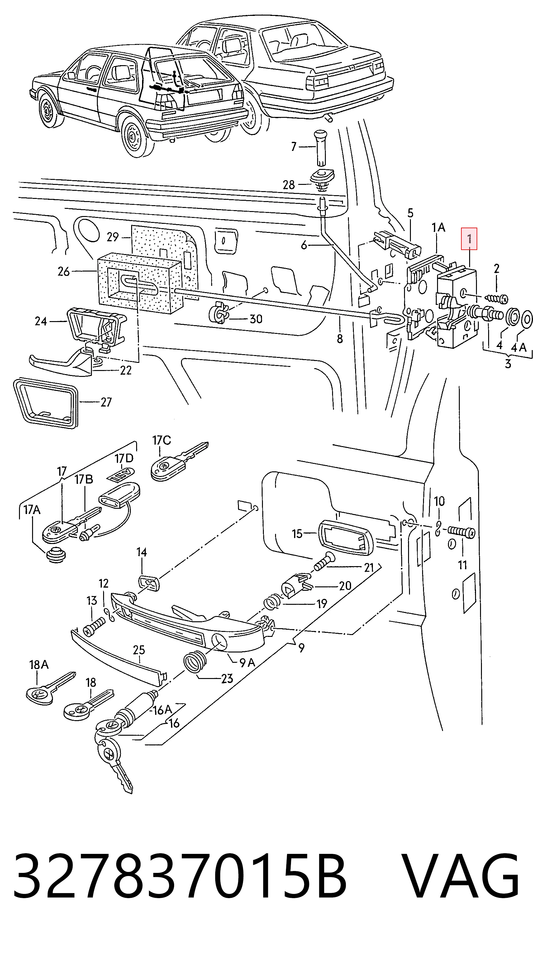 Zamek drzwi przednich lewych Volkswagen Golf II hatchback (19E, 1G1) (1983 - 1992) cena, od 45,97 USD