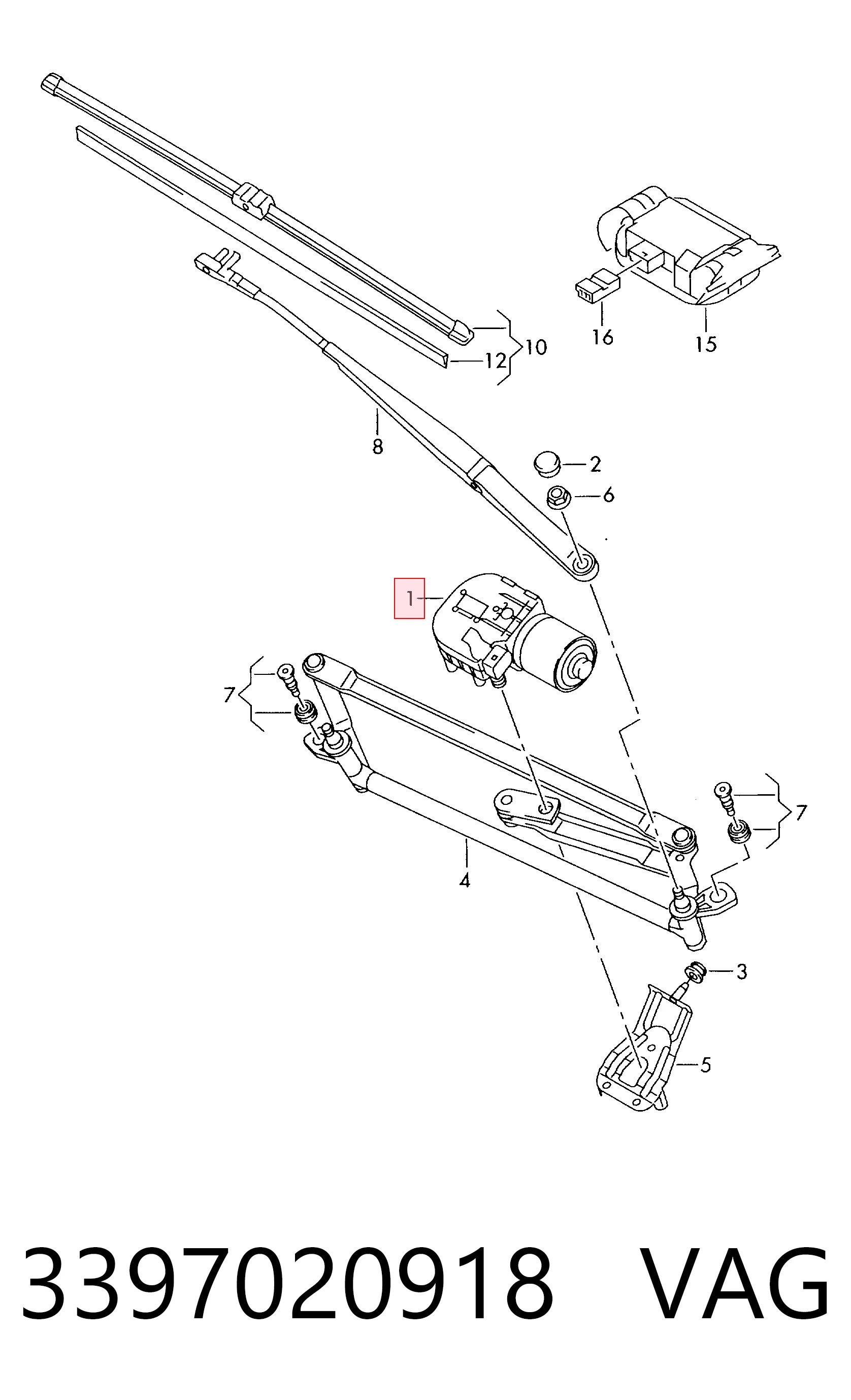Silniczek wycieraczki szyby przedniej do Seat Toledo III 5P2