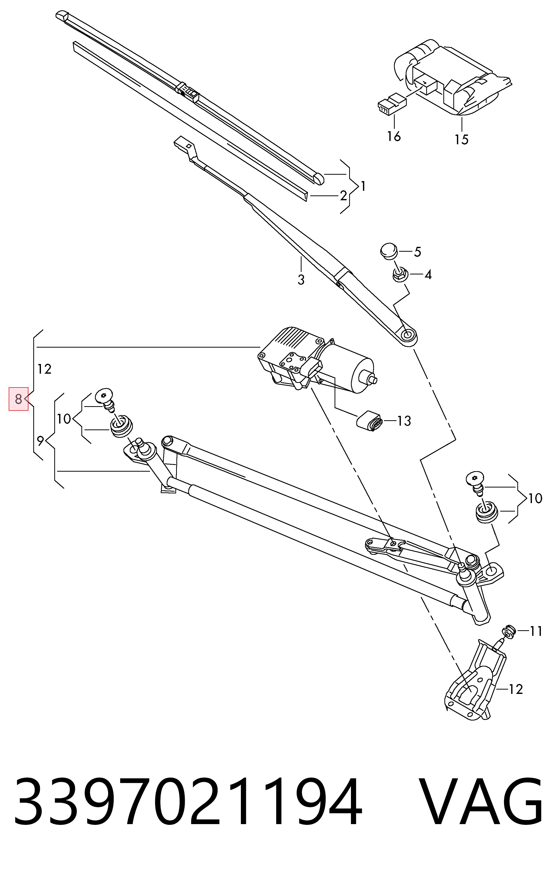  Mechanizm wycieraczek Volkswagen Polo 5