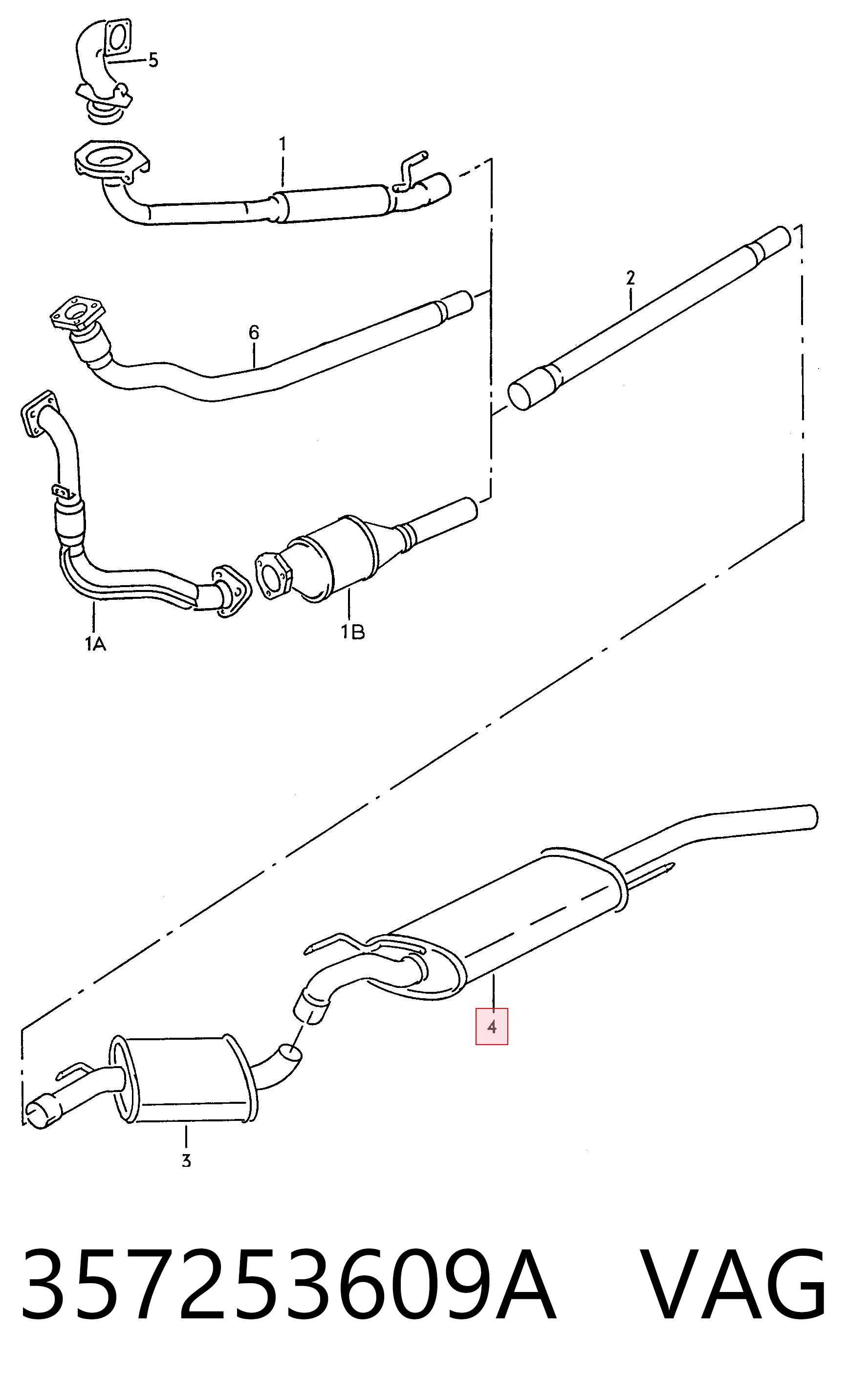 Tłumik, tylna część Volkswagen Passat B3, B4 kombi (3A5, 351, 315) (1988 - 1997) cena, od 79,89 USD
