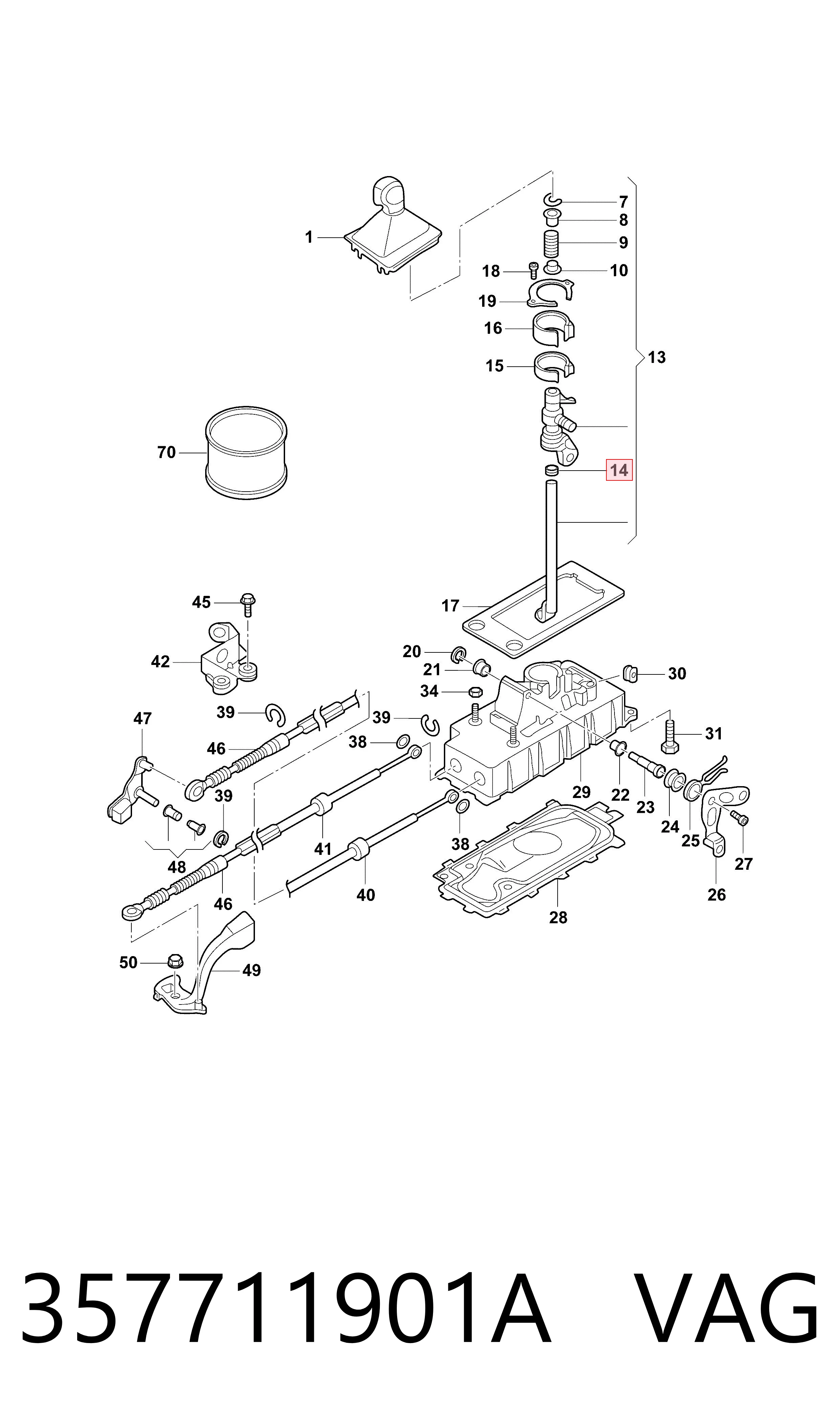357711901A VAG Tuleja mechanizmu zmiany biegów