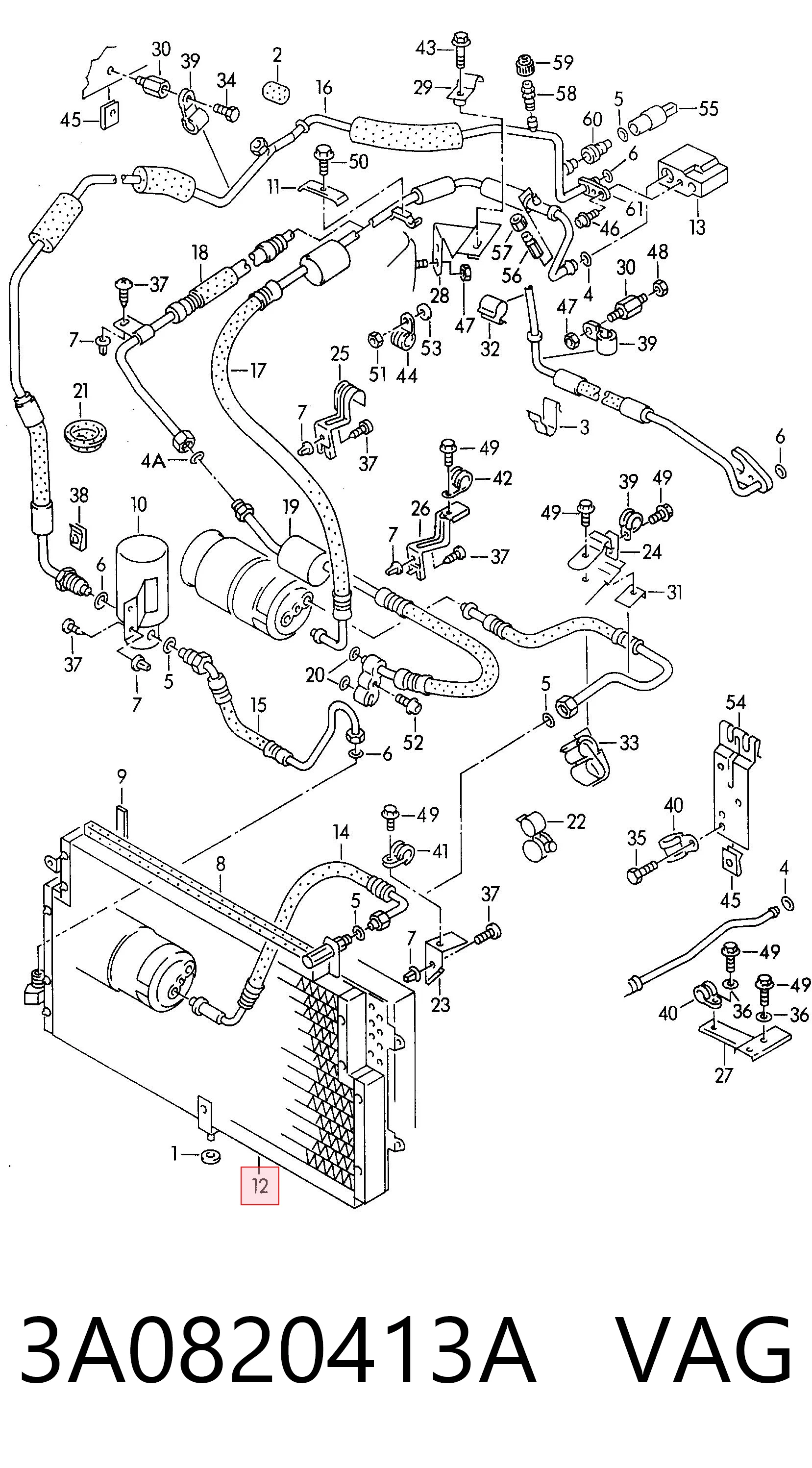 Chłodnica klimatyzacji do Volkswagen Passat B3, B4 3A5, 351, 315