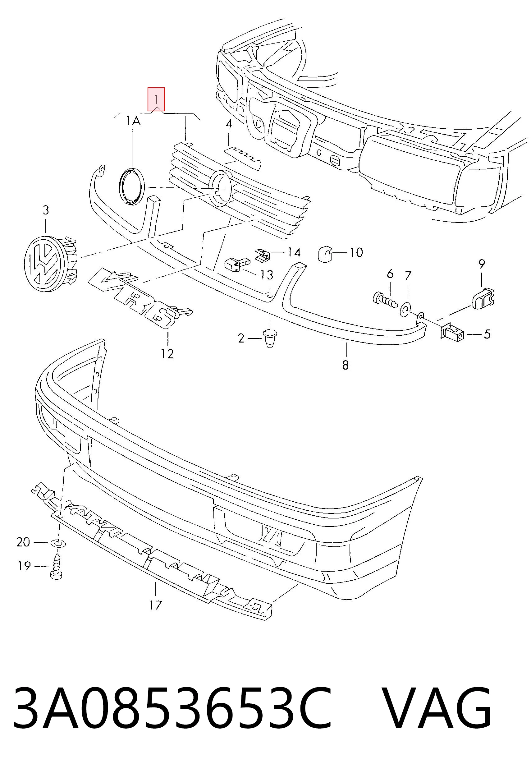Atrapa chłodnicy do Volkswagen Passat B3, B4 3A5, 351, 315