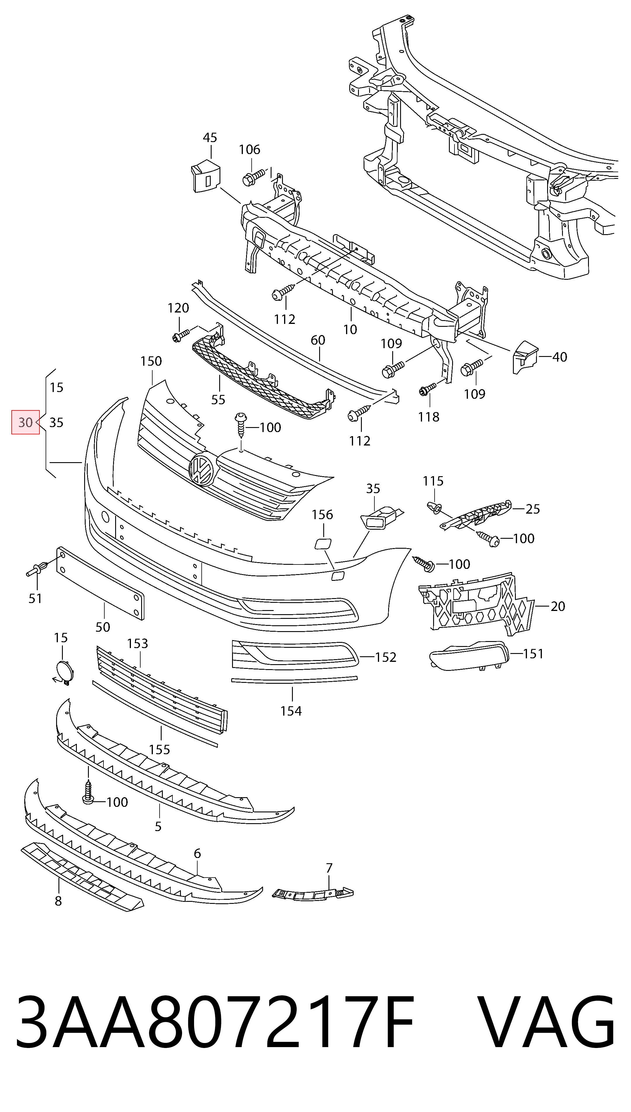 3AA807217F VAG Zderzak przedni