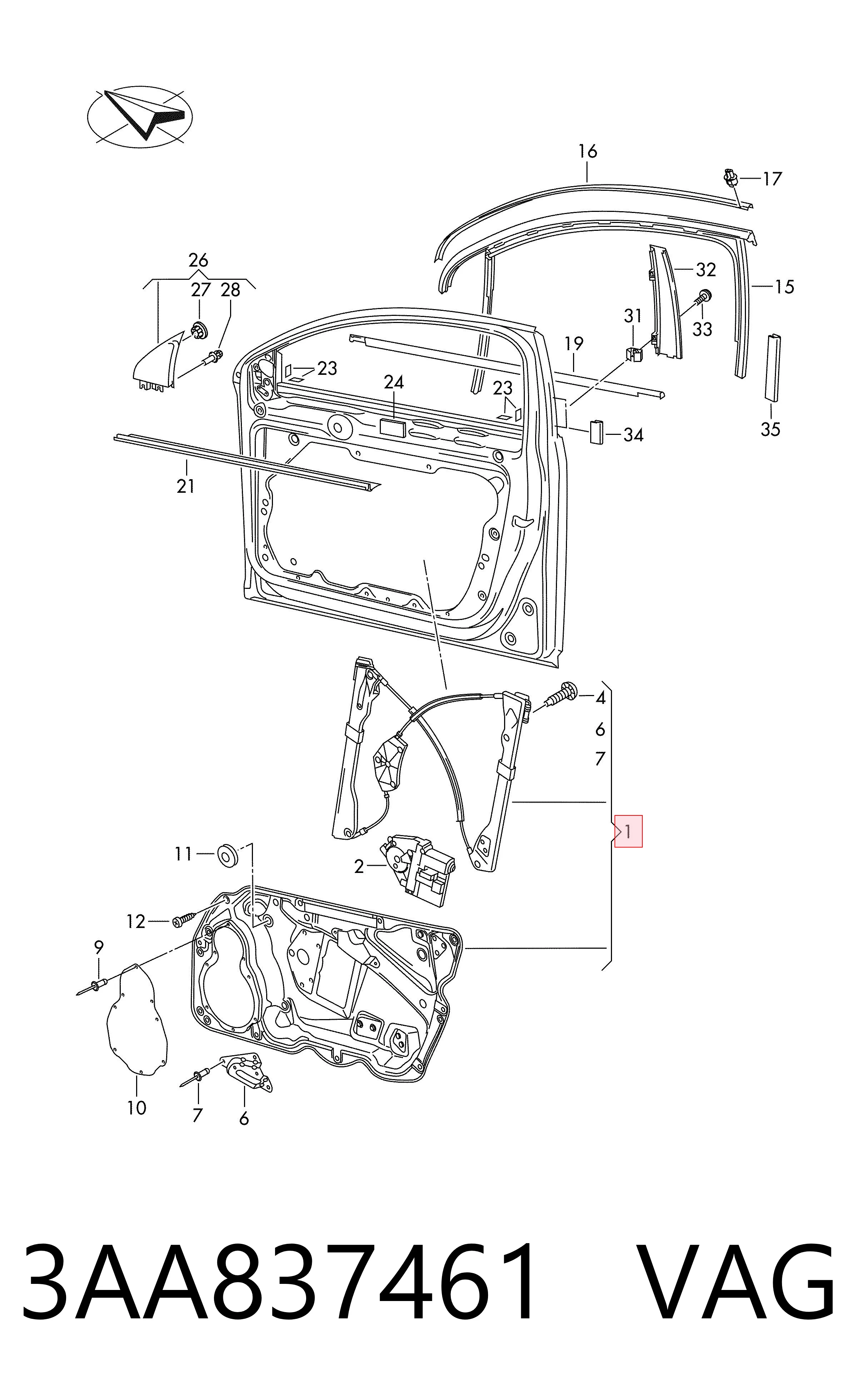 Mechanizm podnoszenia szyby drzwi przednich lewych Volkswagen Passat B7 kombi (365) (2010 - 2015) cena, od 74,21 USD