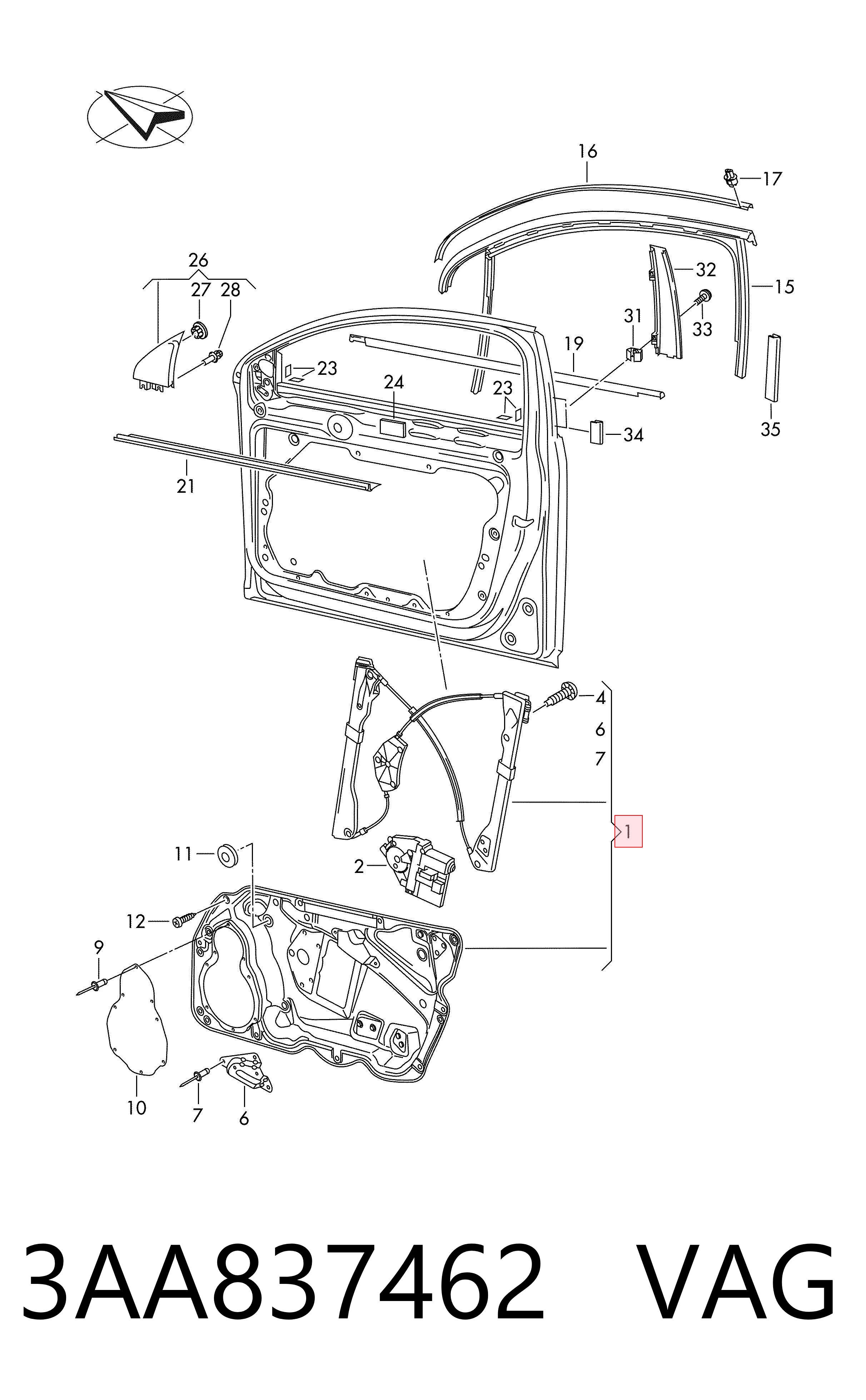 Mechanizm podnoszenia szyby drzwi przednich prawych Volkswagen Passat B7 kombi (365) (2010 - 2015) cena, od 69,28 USD
