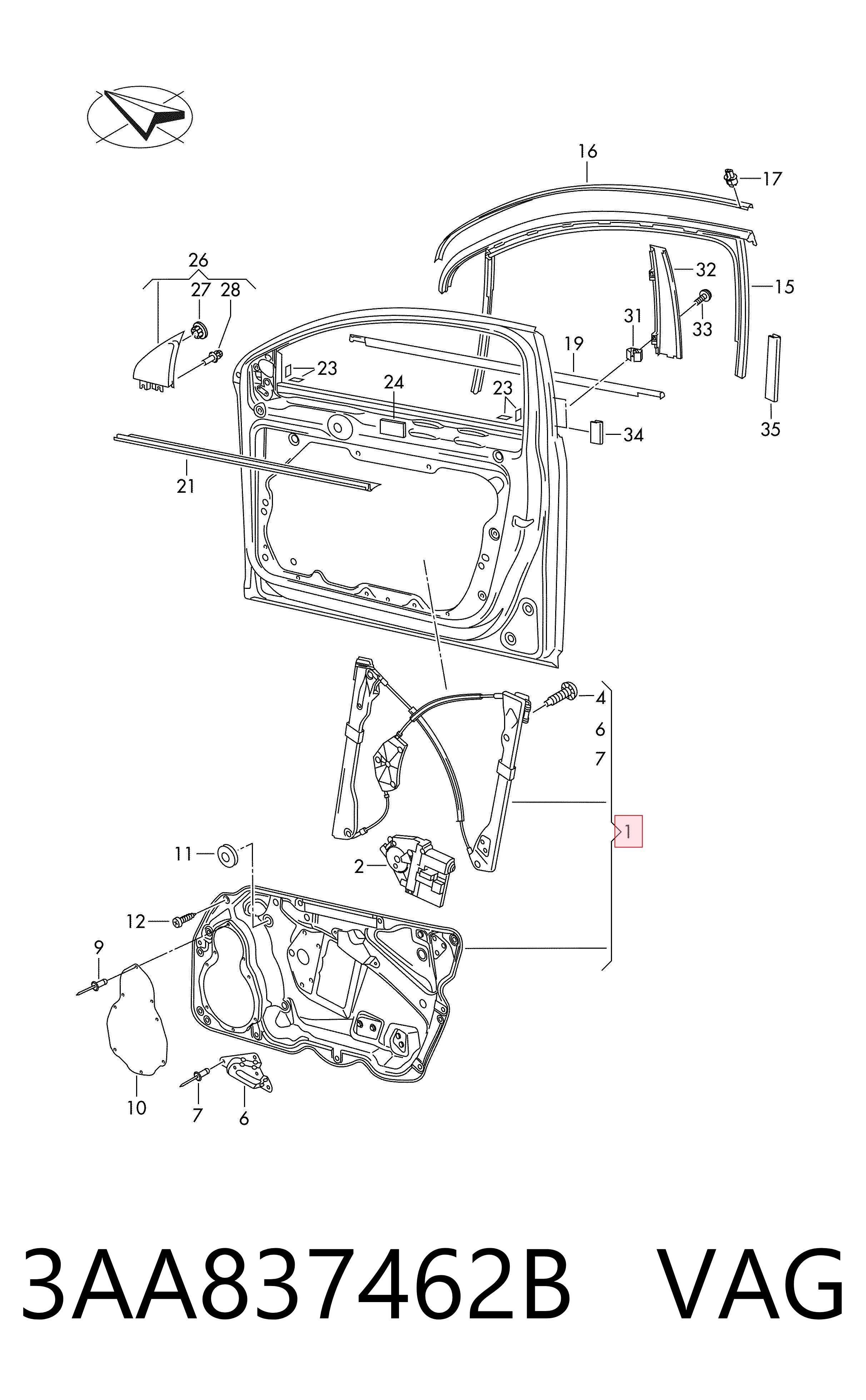 Do koszyka Mechanizm podnoszenia szyby drzwi przednich prawych Volkswagen Passat B7 365
