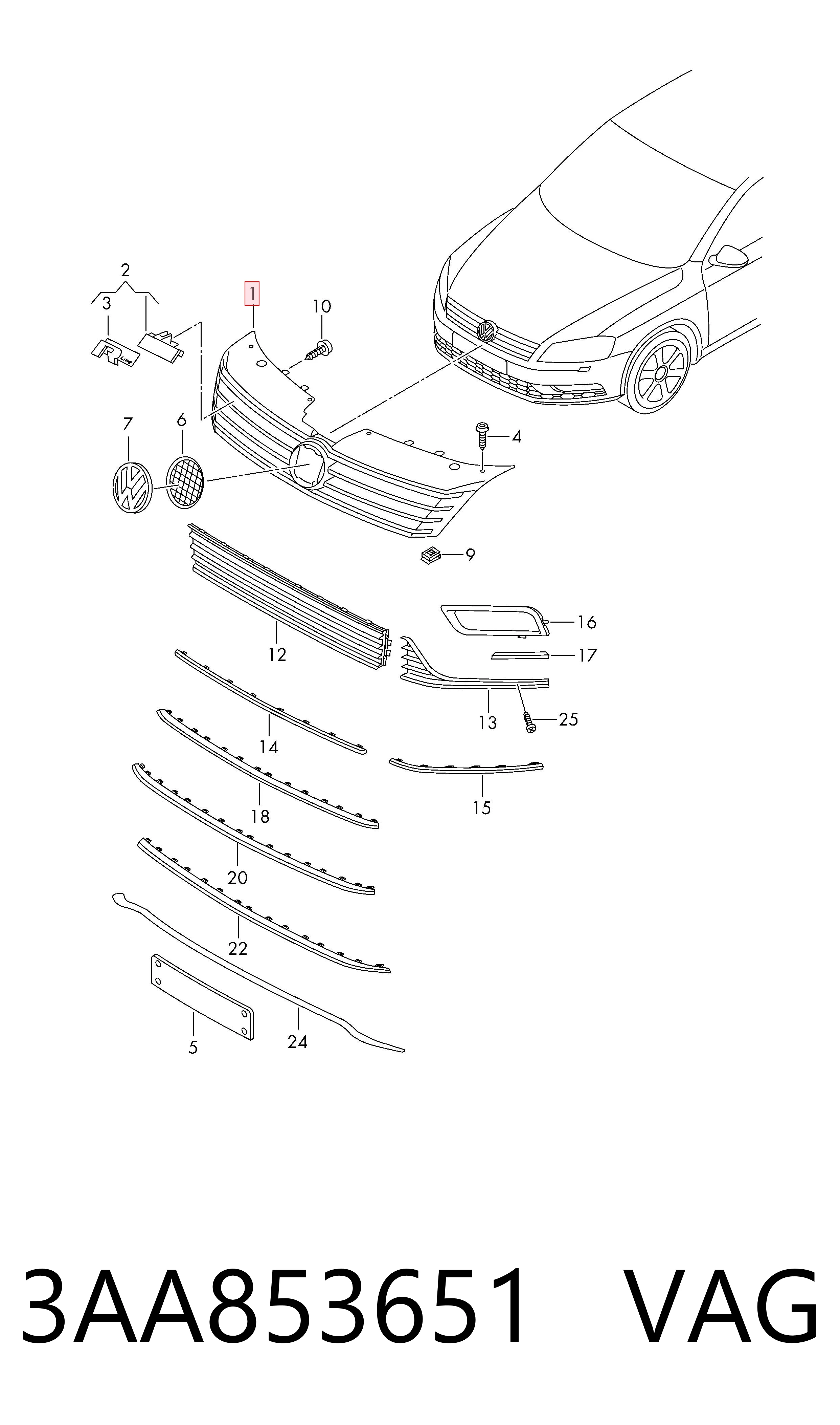 Do koszyka Atrapa chłodnicy Volkswagen Passat B7 362
