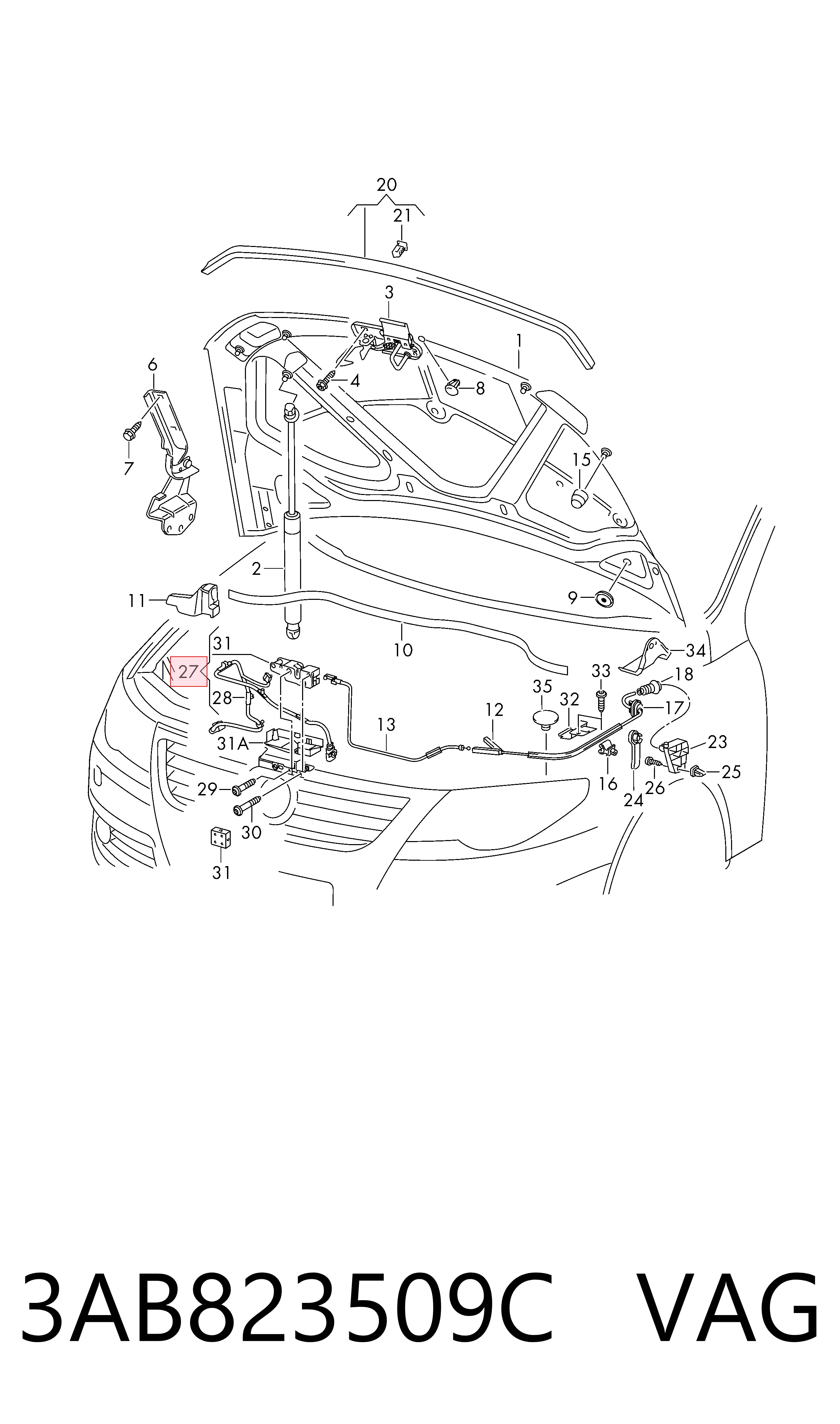 3AB823509C VAG Zamek maski