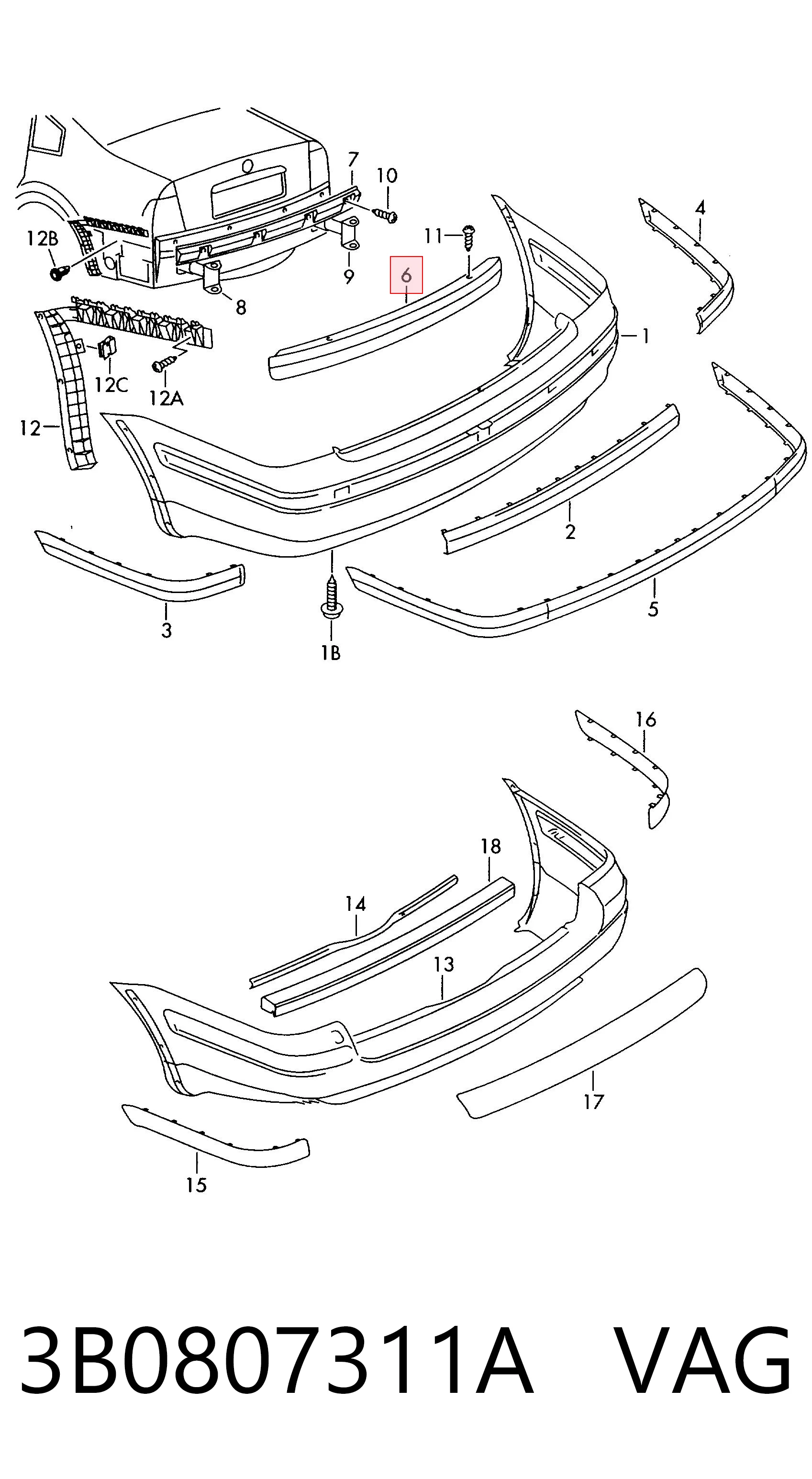 Wzmocnienie zderzaka tylnego do Volkswagen Passat B5 3B5