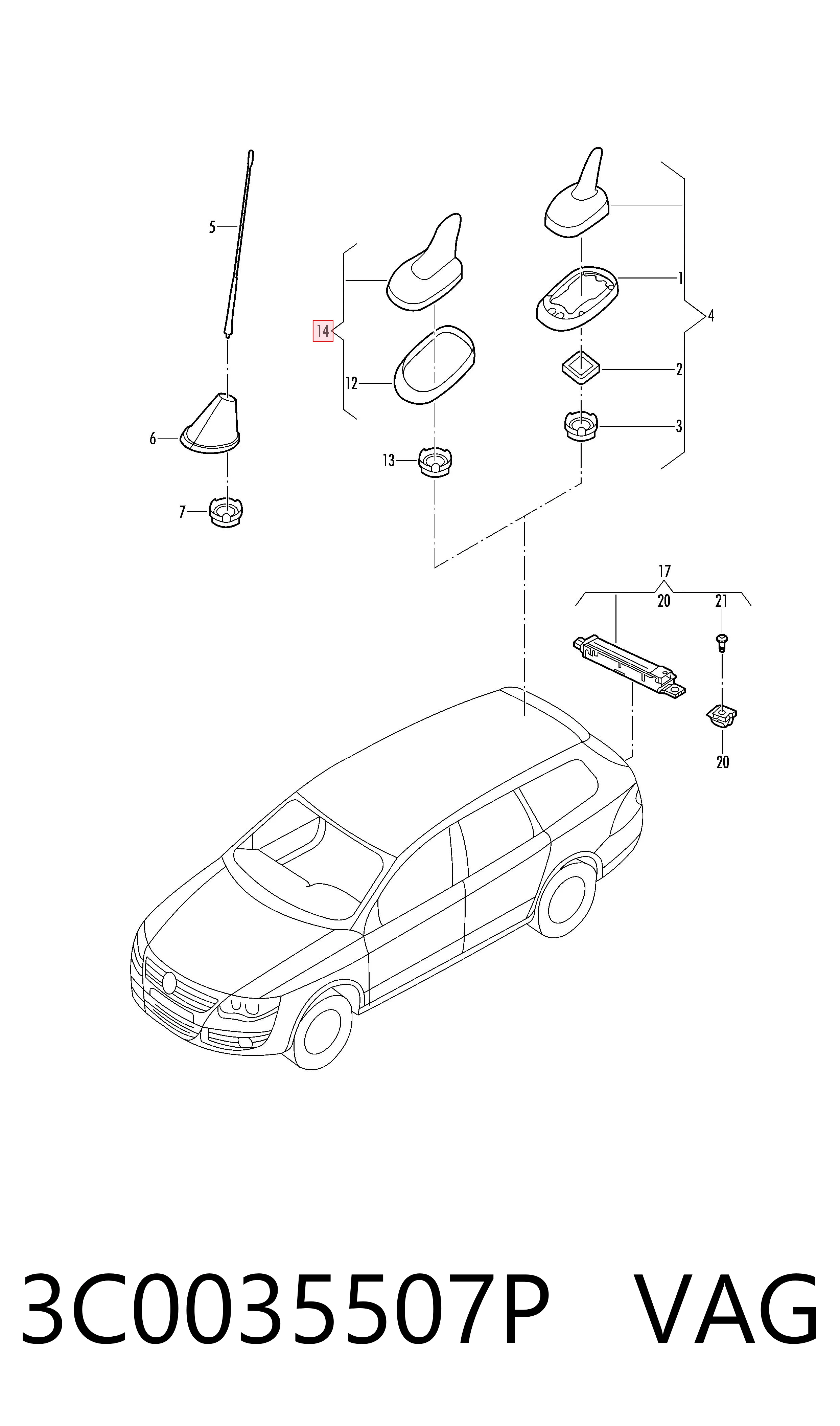3C0035507P VAG Antena