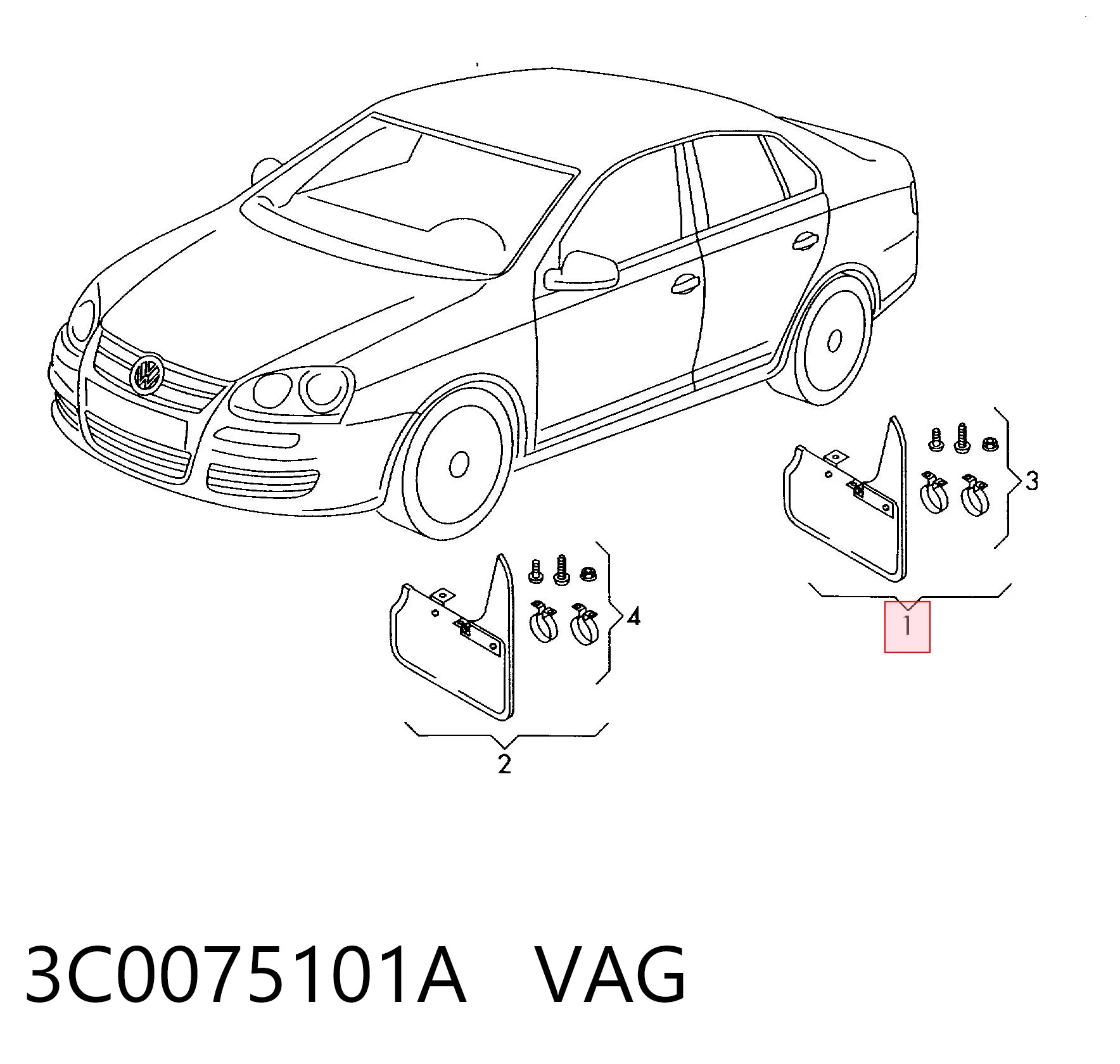 Chlapacze tylne, komplet do Volkswagen Passat 362
