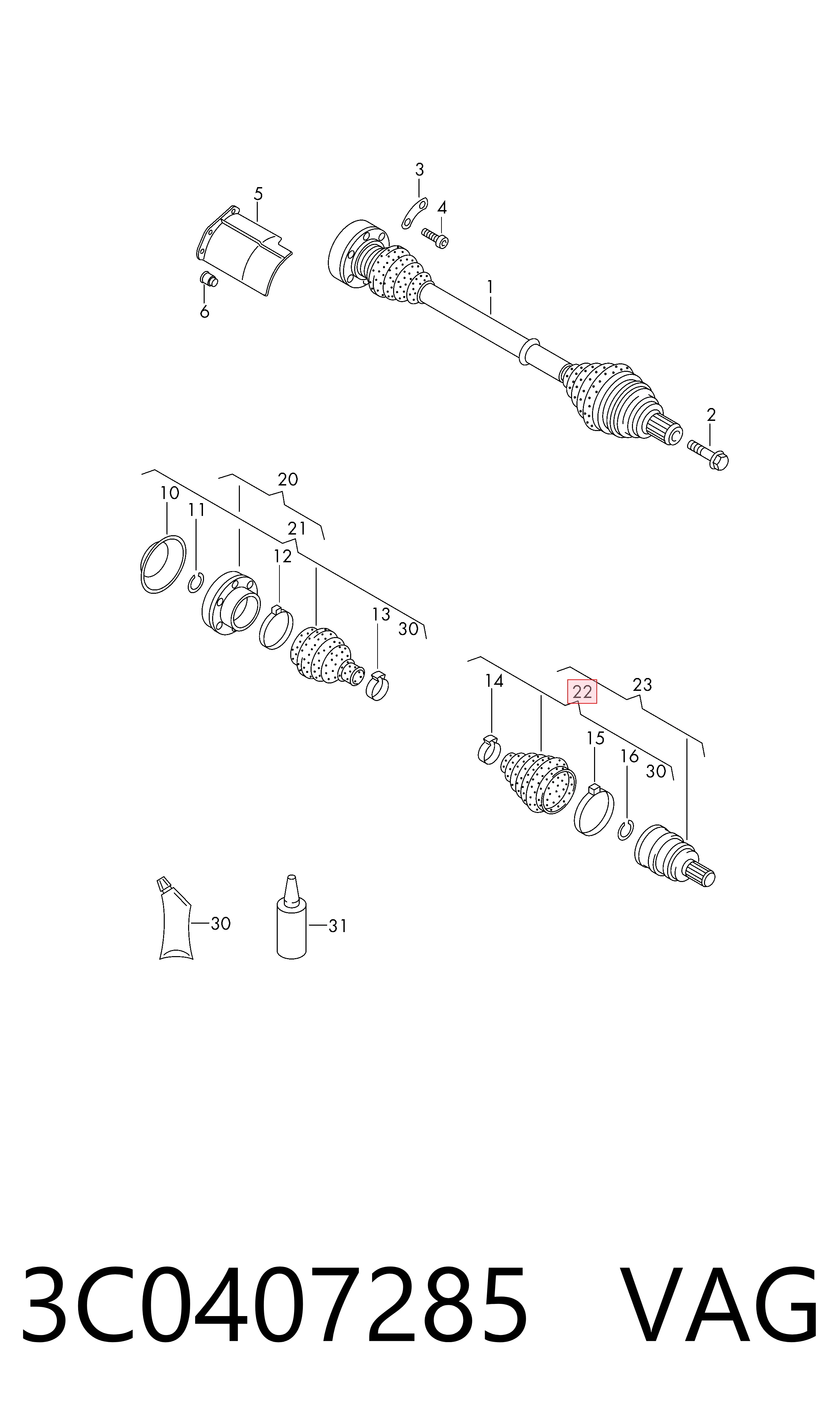 Do koszyka Osłona przegubu homokinetycznego półosi przedniej zewnętrzna Audi A6 C7 4G2, 4GC