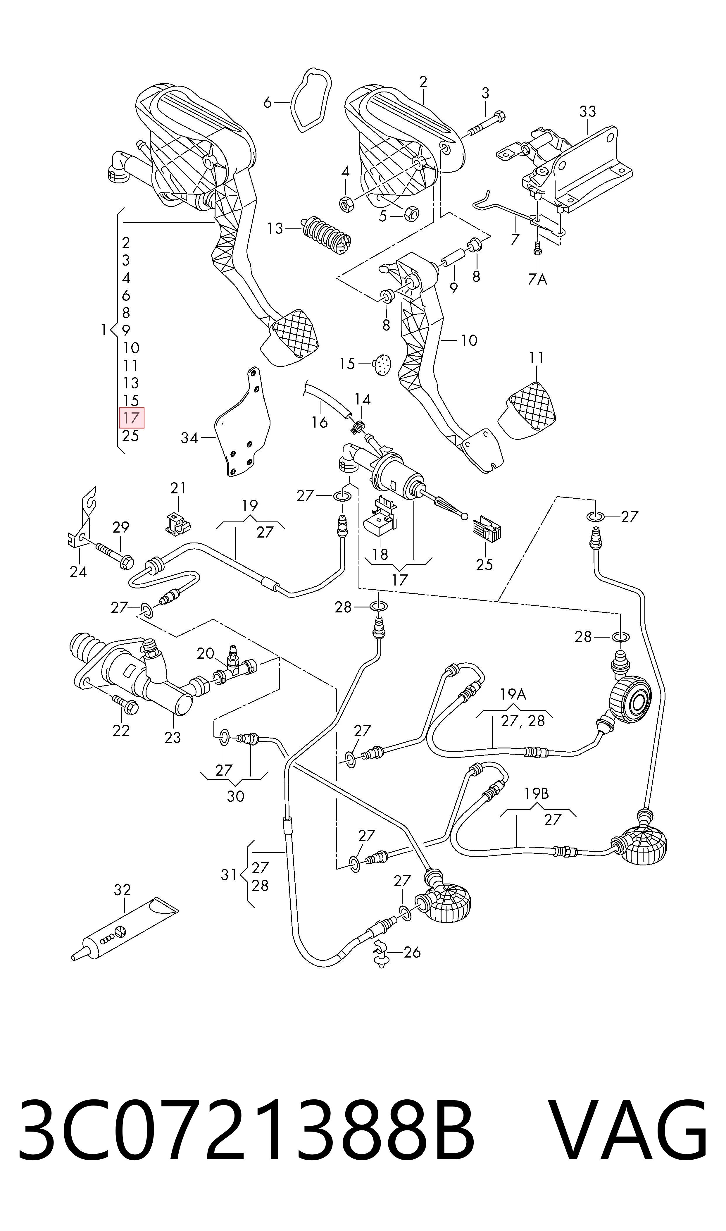 3C0721388B VAG Cylinder sprzęgła główny