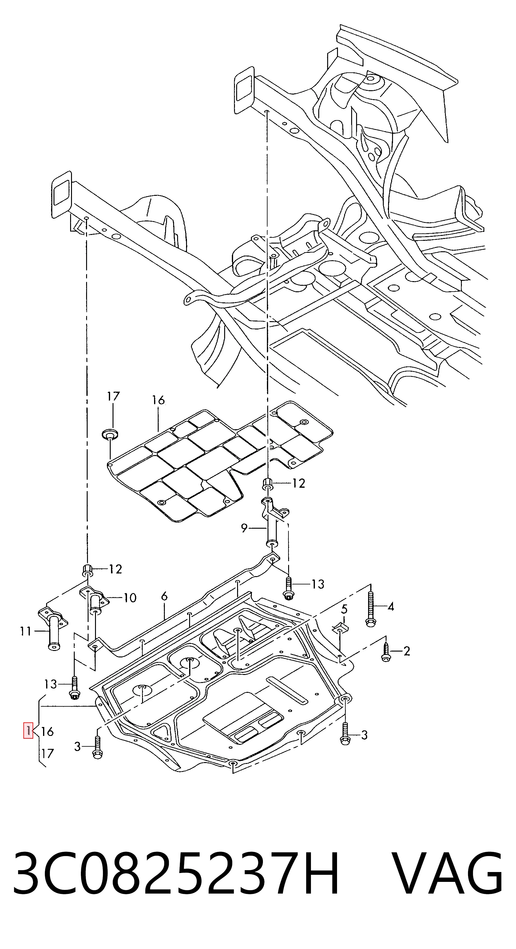 Osłona silnika, miski (przedziału silnika) do Volkswagen Passat B7 362