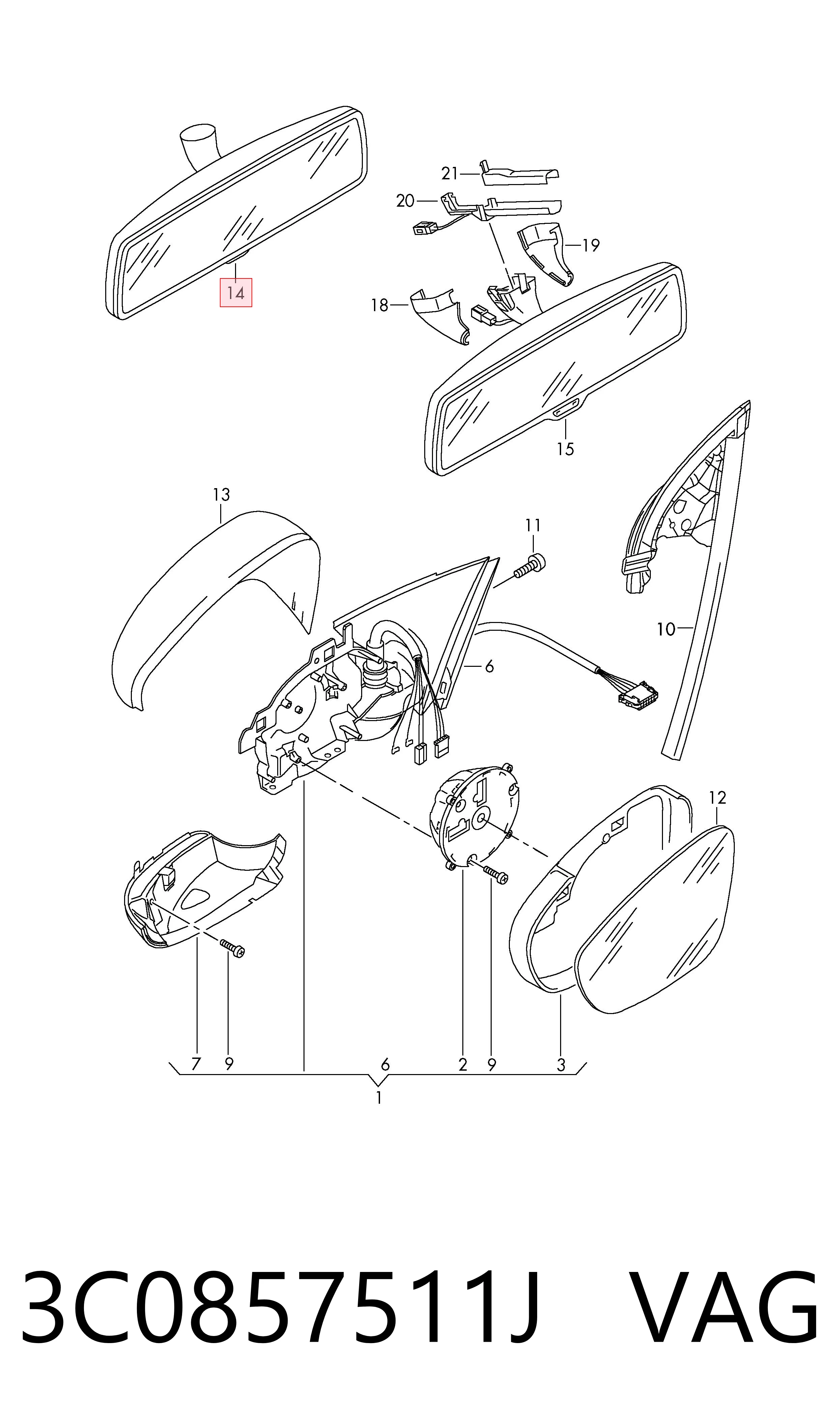 Lusterko wewnętrzne Volkswagen Polo IV hatchback (9N, 9A) (2001 - 2014) cena, od 30,65 USD