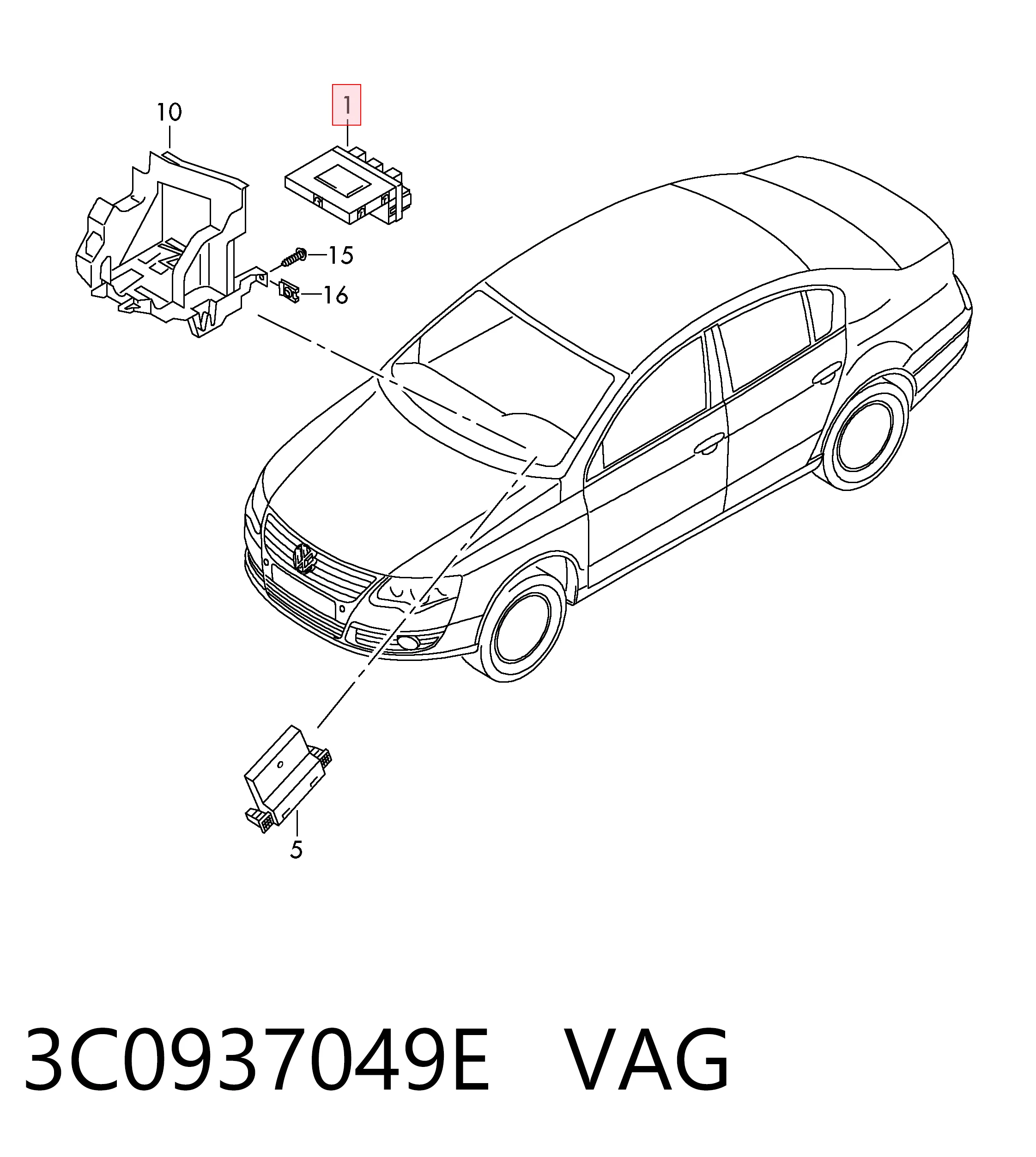 3C0937049E VAG Sterownik instalacji elektrycznej wnętrza