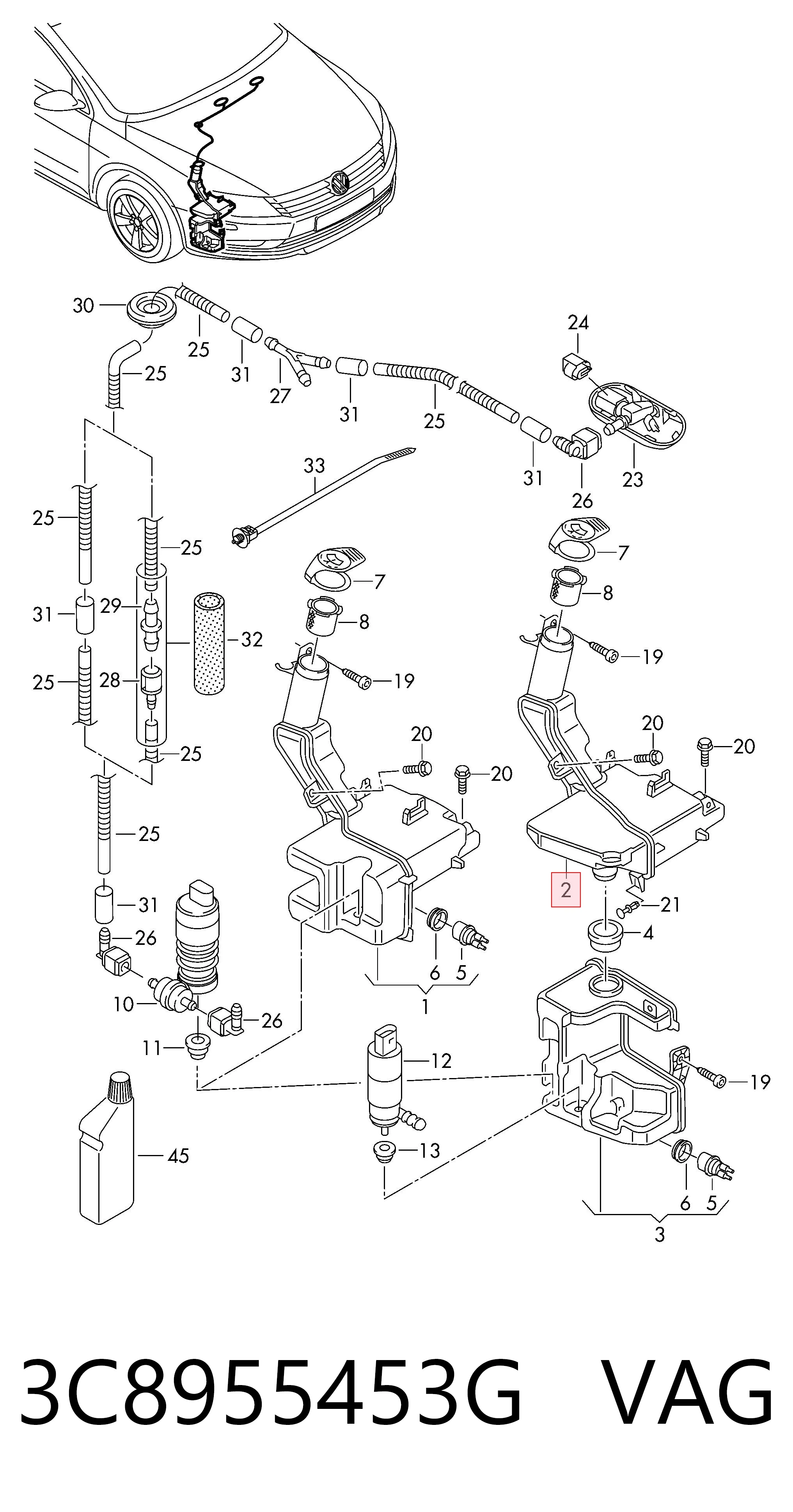 3C8955453G VAG Zbiorniczek spryskiwacza szyb